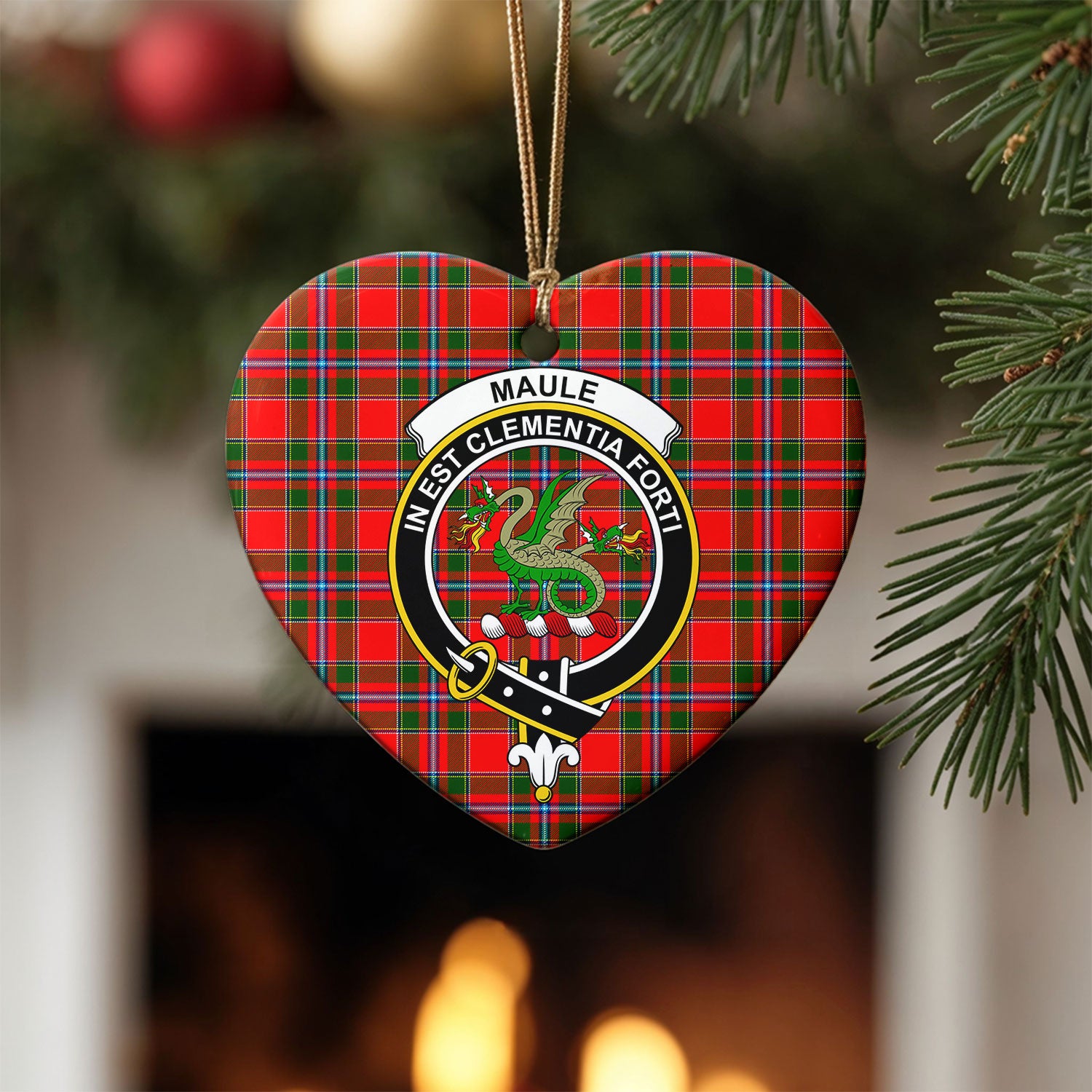 Maule Tartan Crest Christmas Ceramic Ornament