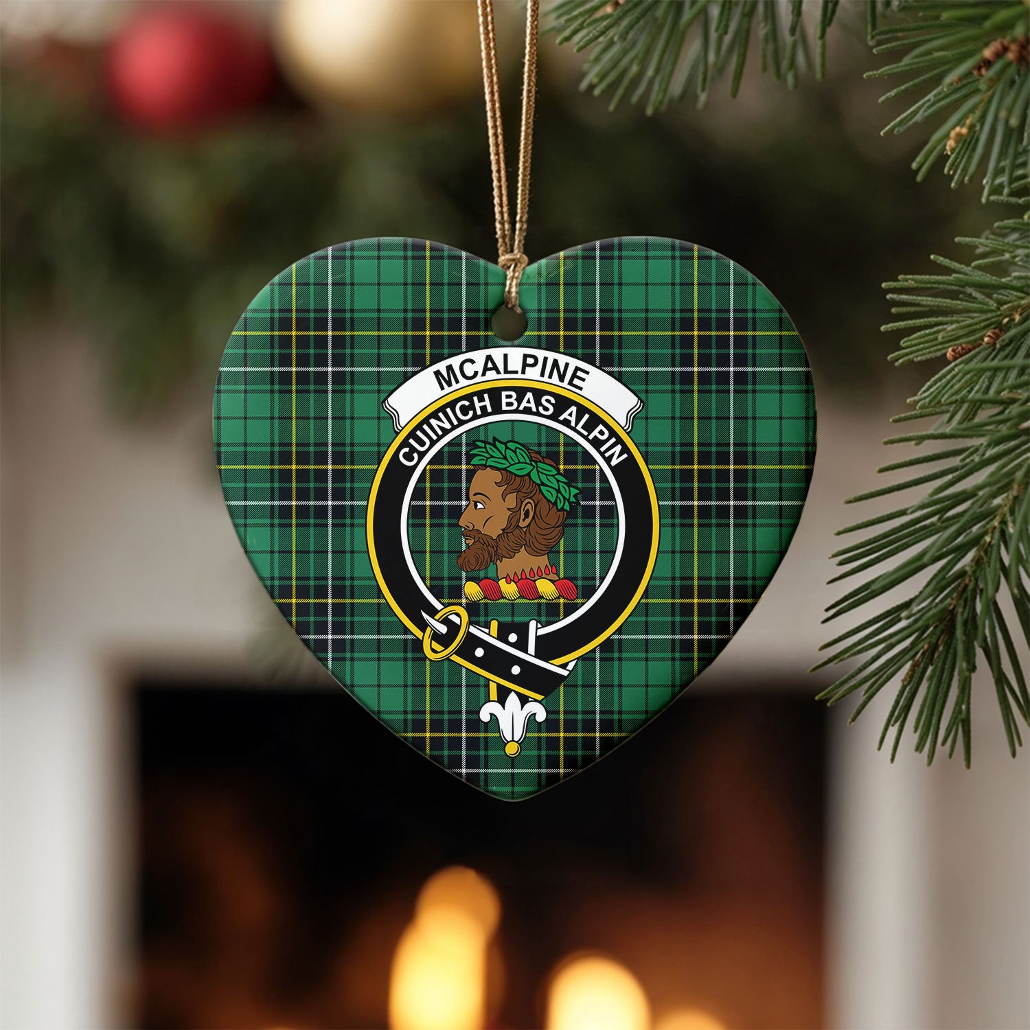 McAlpine Ancient Tartan Crest Christmas Ceramic Ornament