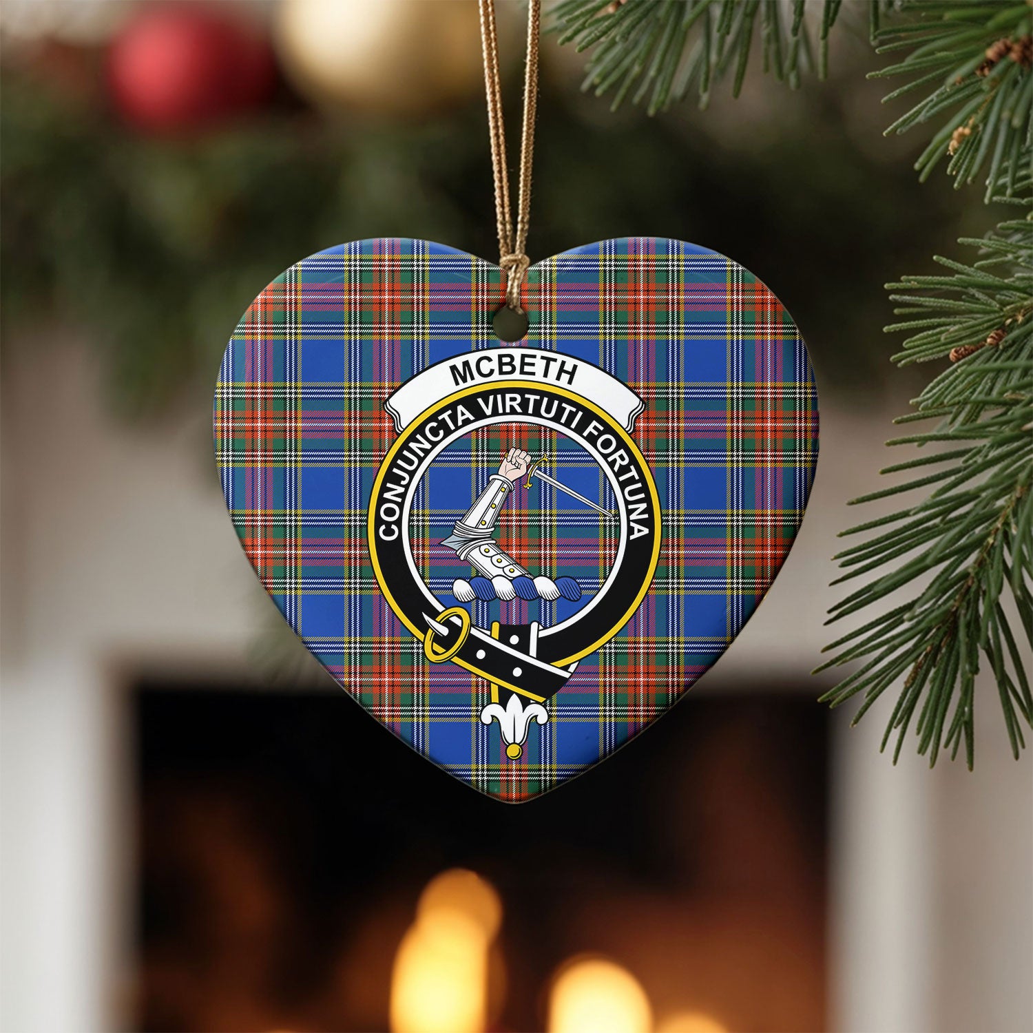 McBeth Ancient Tartan Crest Christmas Ceramic Ornament