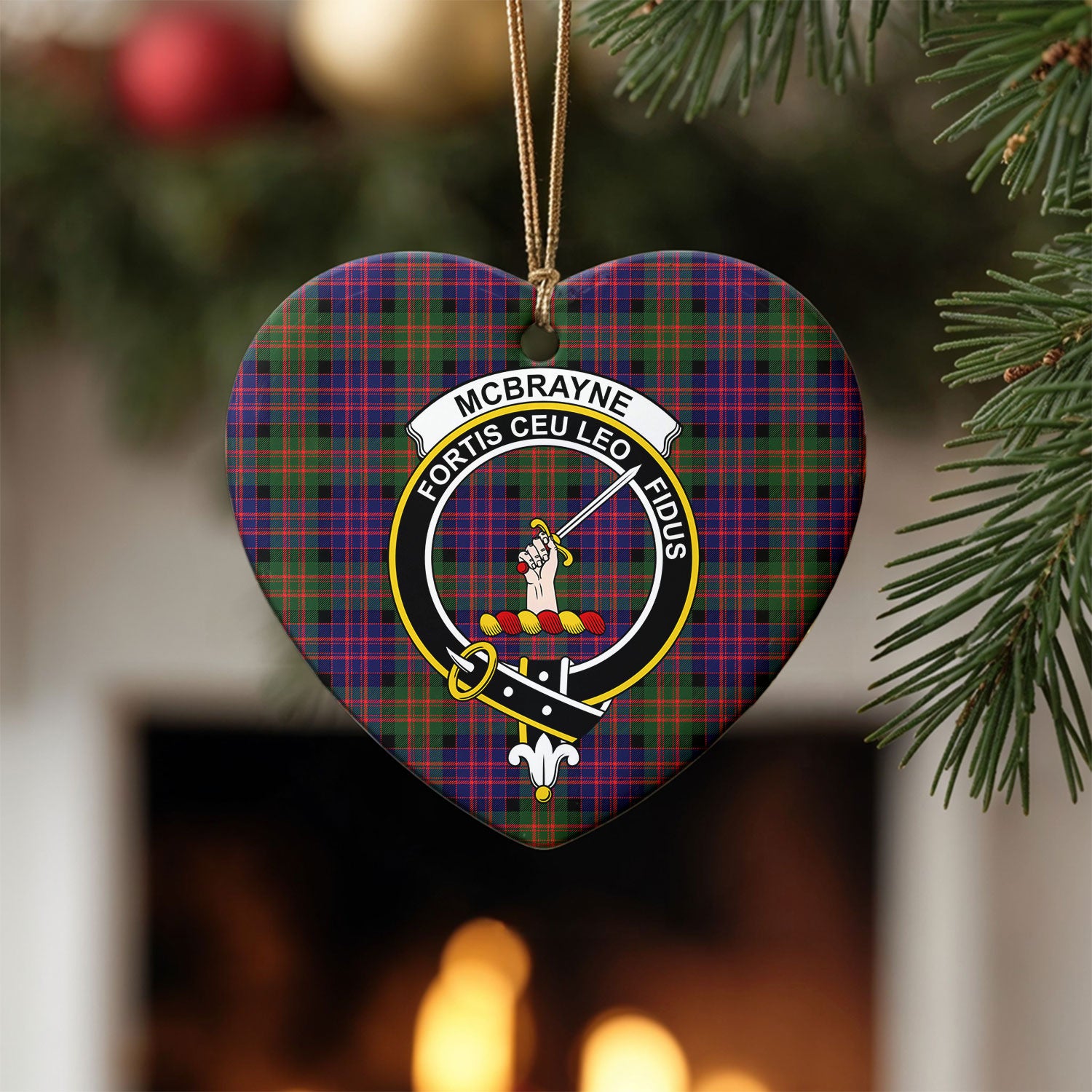 McBrayne Tartan Crest Christmas Ceramic Ornament