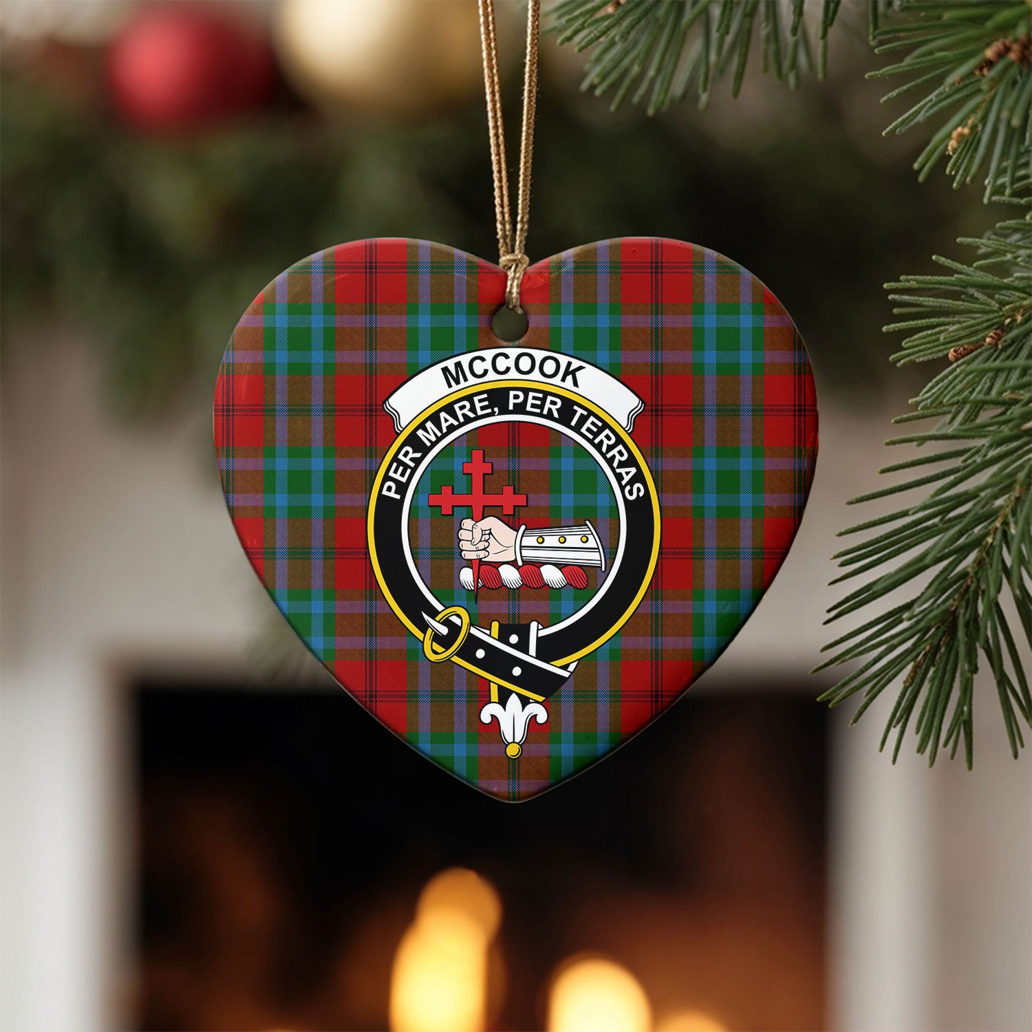 McCook Tartan Crest Christmas Ceramic Ornament