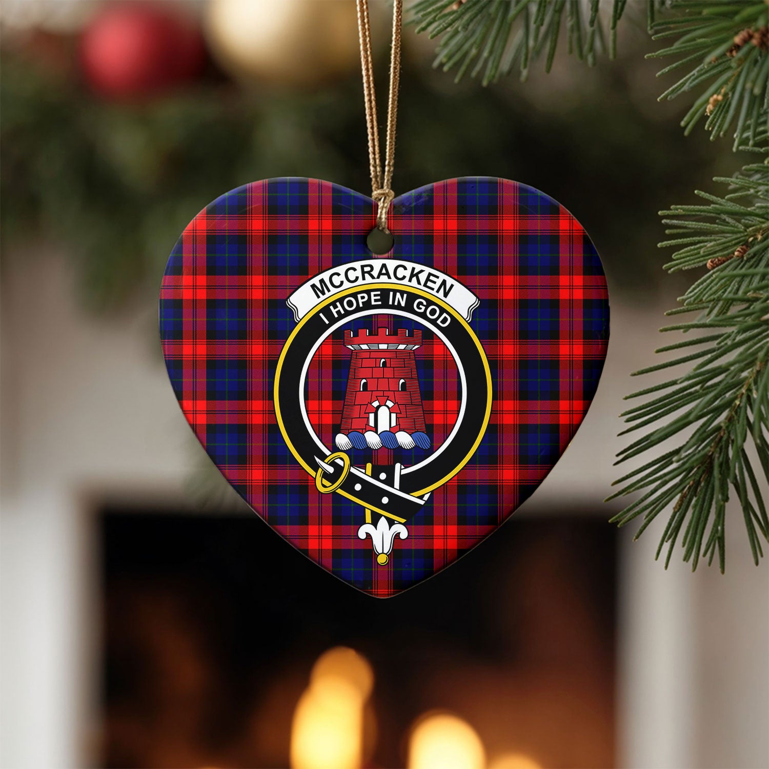 McCracken Tartan Crest Christmas Ceramic Ornament