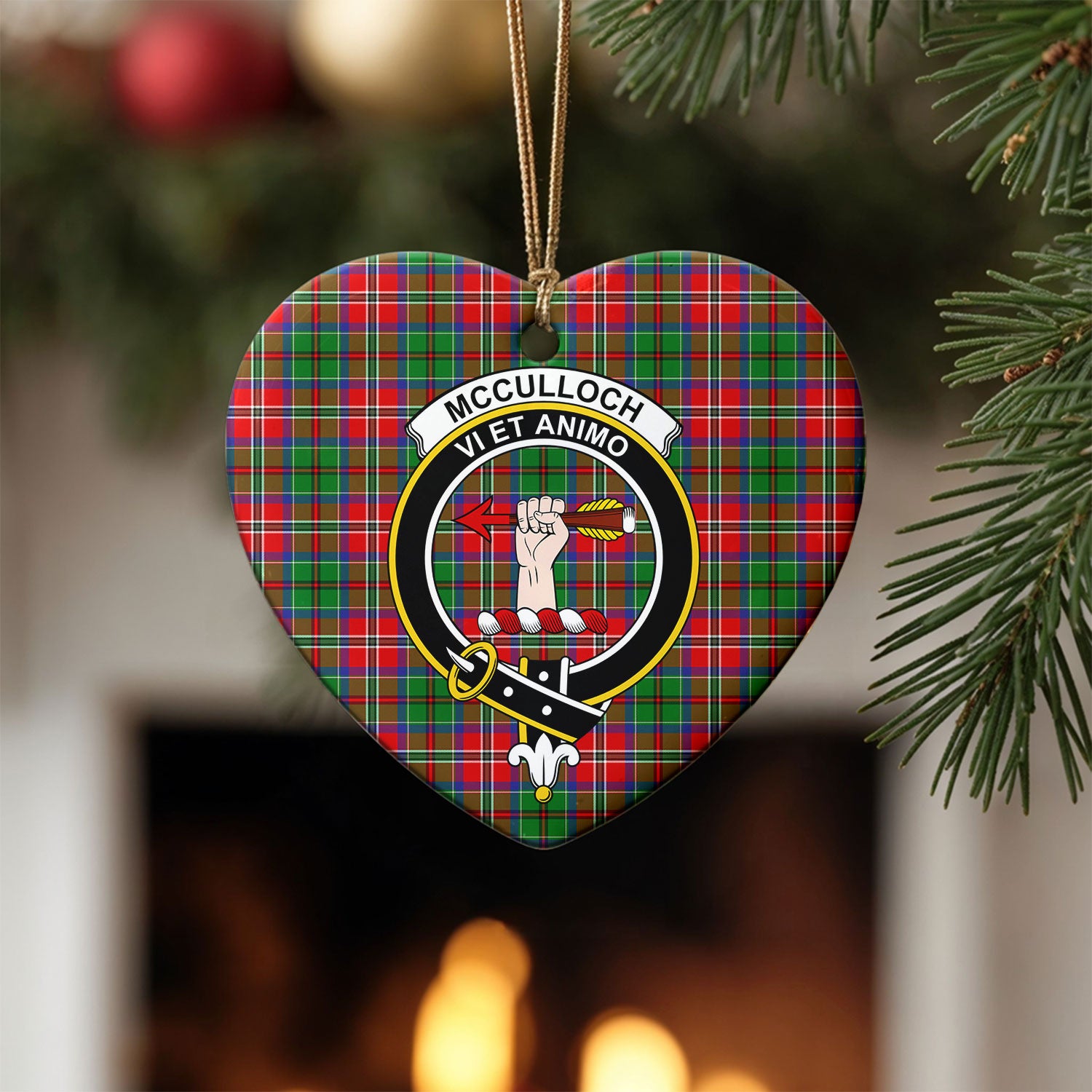 McCulloch Tartan Crest Christmas Ceramic Ornament