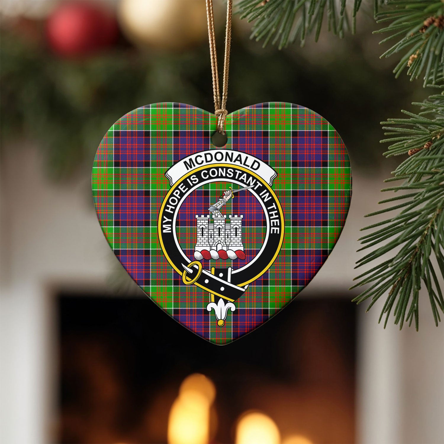 McDonald (Clan Ranald) Tartan Crest Christmas Ceramic Ornament
