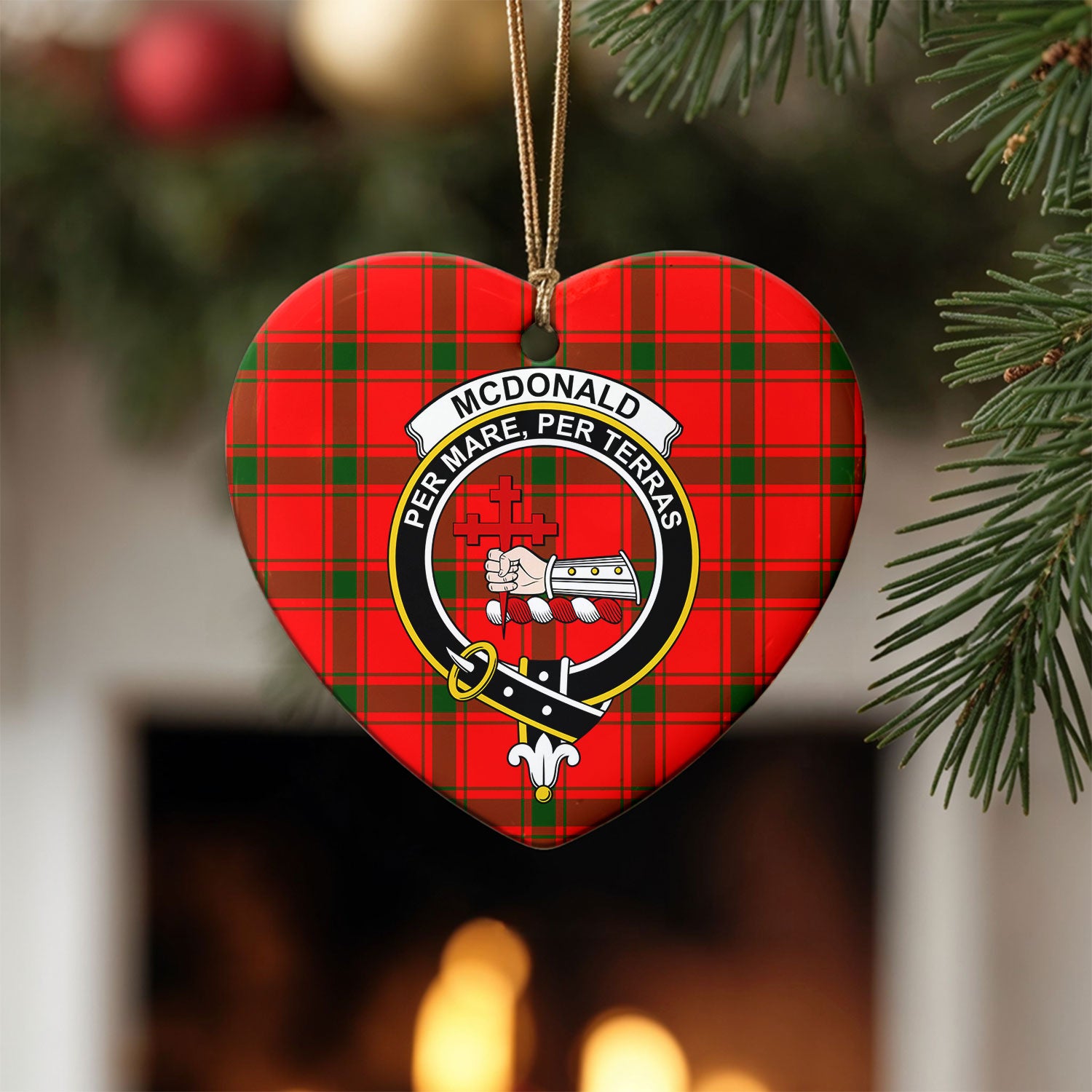 McDonald of Sleat Tartan Crest Christmas Ceramic Ornament