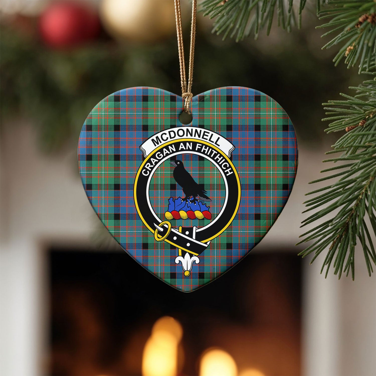 McDonnell of Glengarry Ancient Tartan Crest Christmas Ceramic Ornament