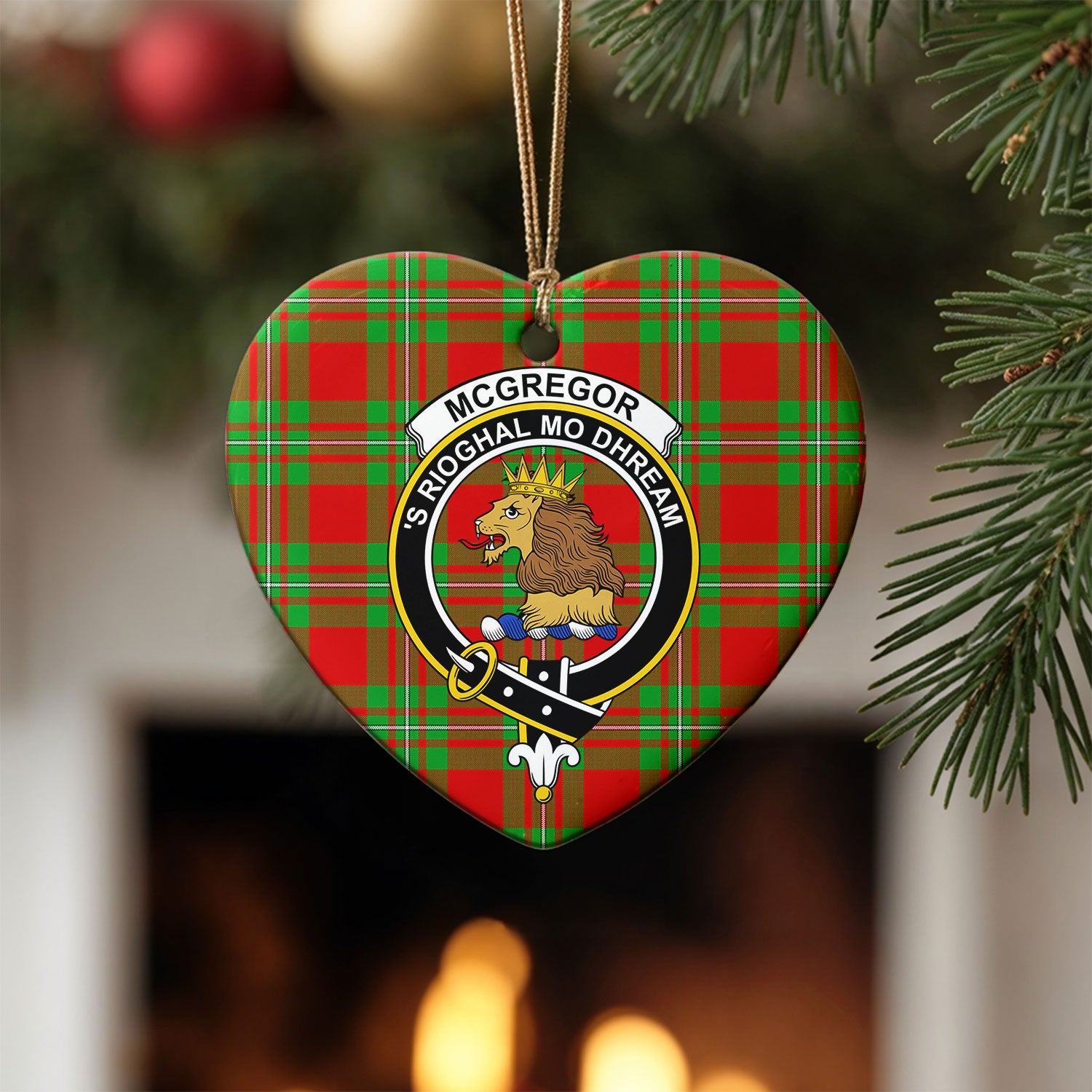 McGregor Modern Tartan Crest Christmas Ceramic Ornament