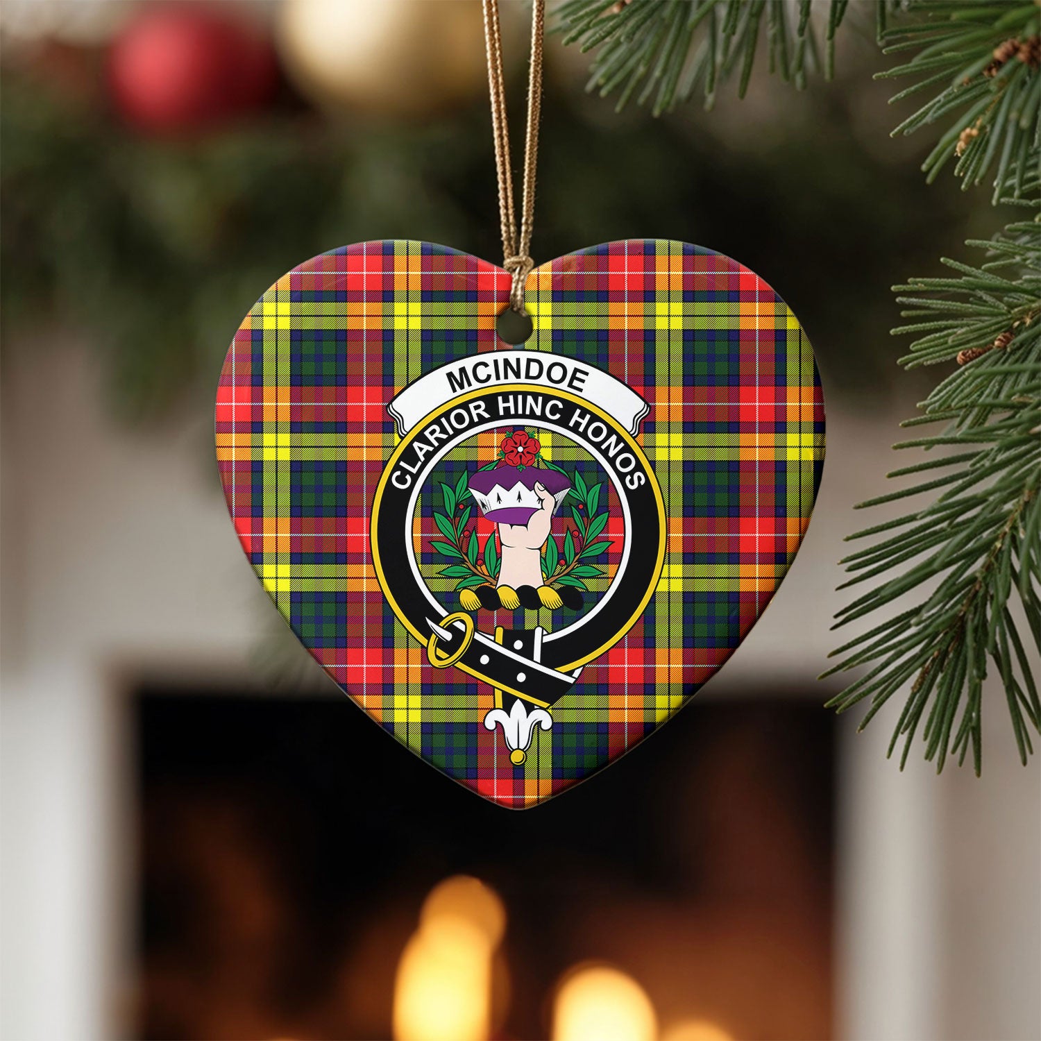 McIndoe Tartan Crest Christmas Ceramic Ornament