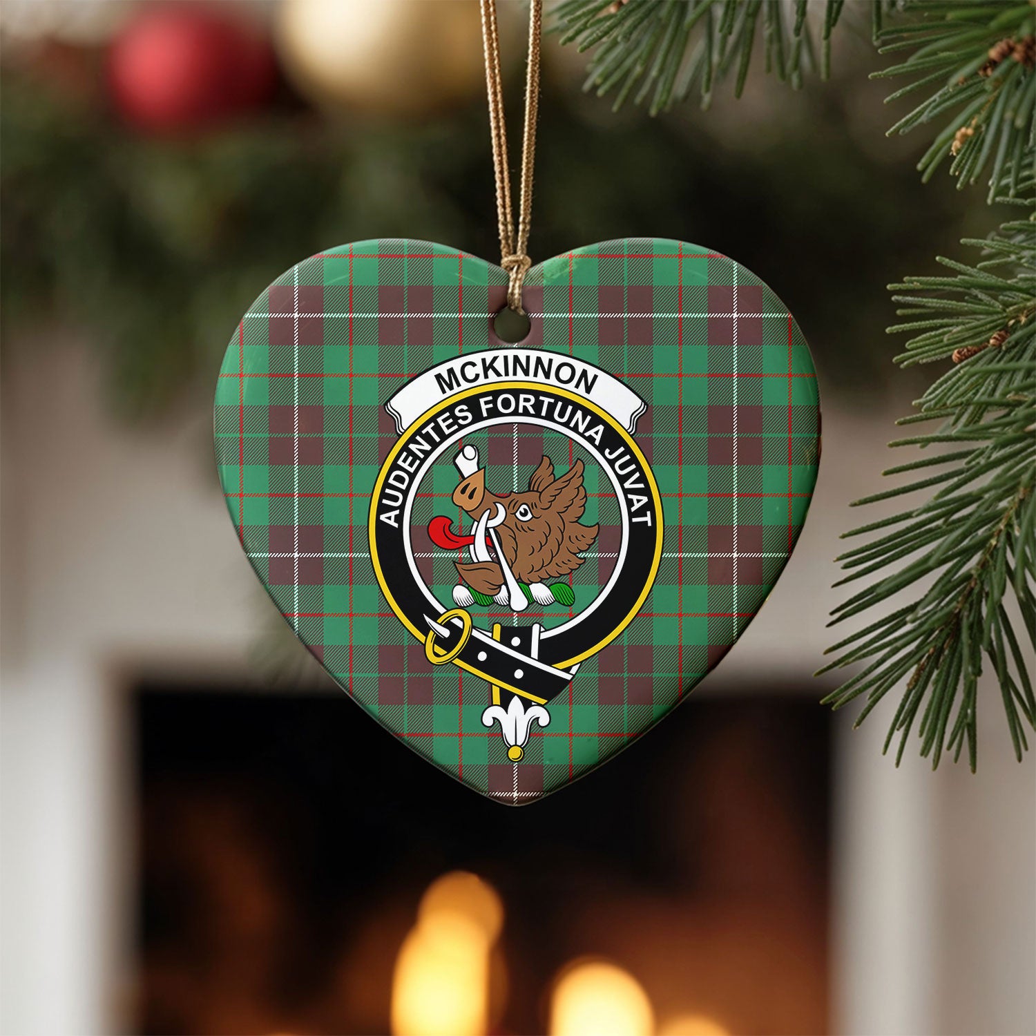 McKinnon Hunting Ancient Tartan Crest Christmas Ceramic Ornament
