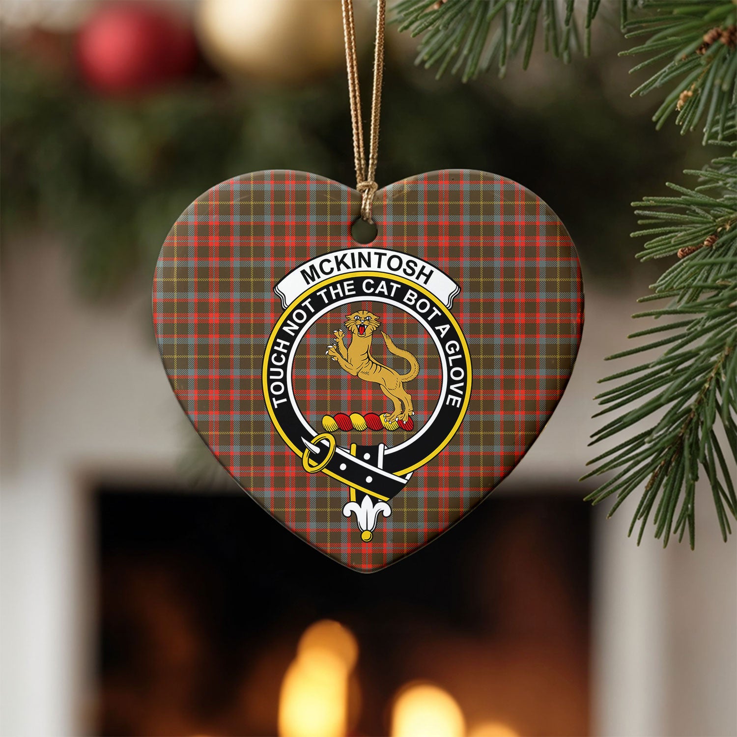 McKintosh Hunting Weathered Tartan Crest Christmas Ceramic Ornament