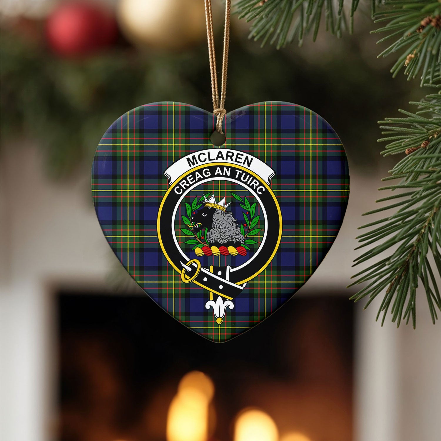 McLaren Modern Tartan Crest Christmas Ceramic Ornament