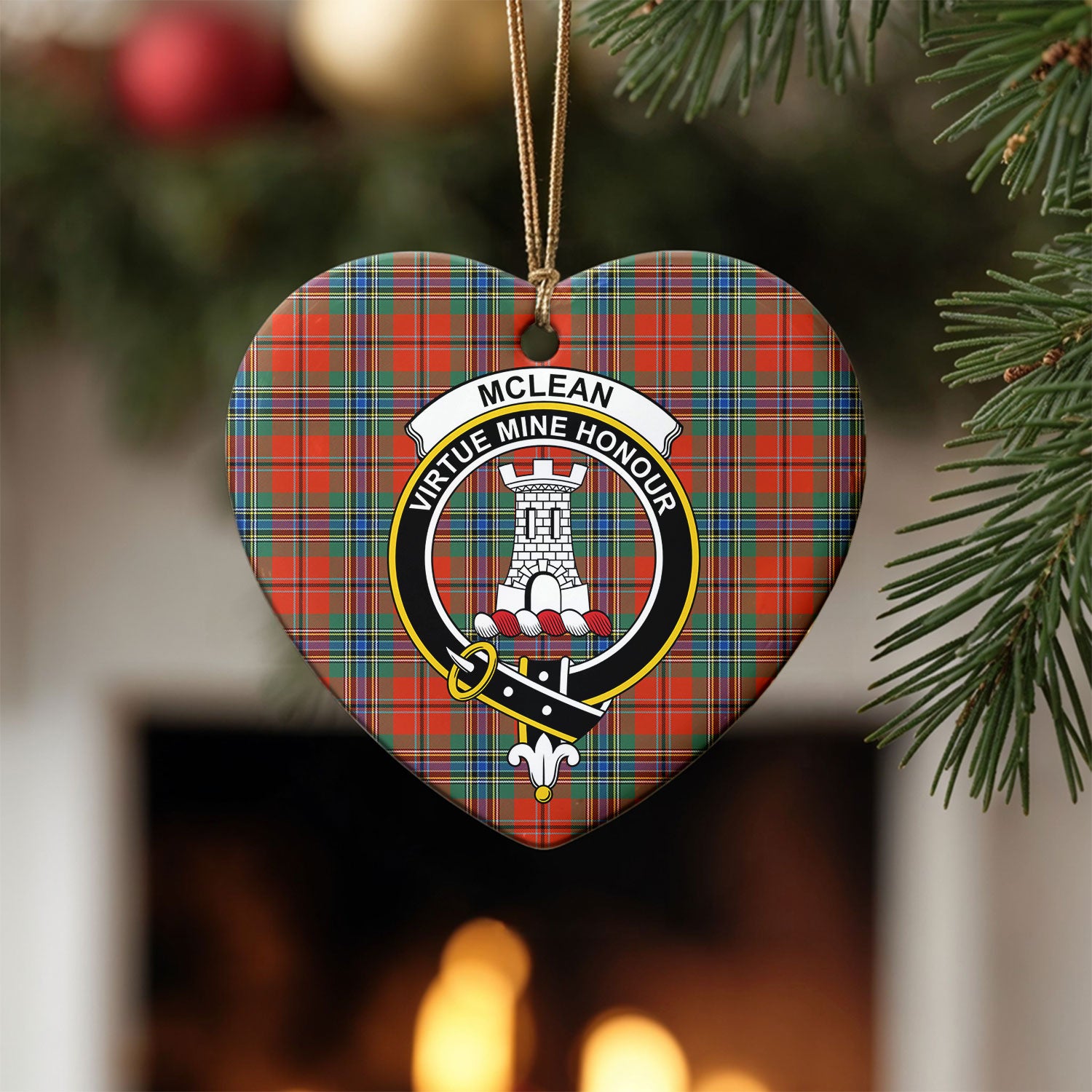 McLean of Duart Ancient Tartan Crest Christmas Ceramic Ornament