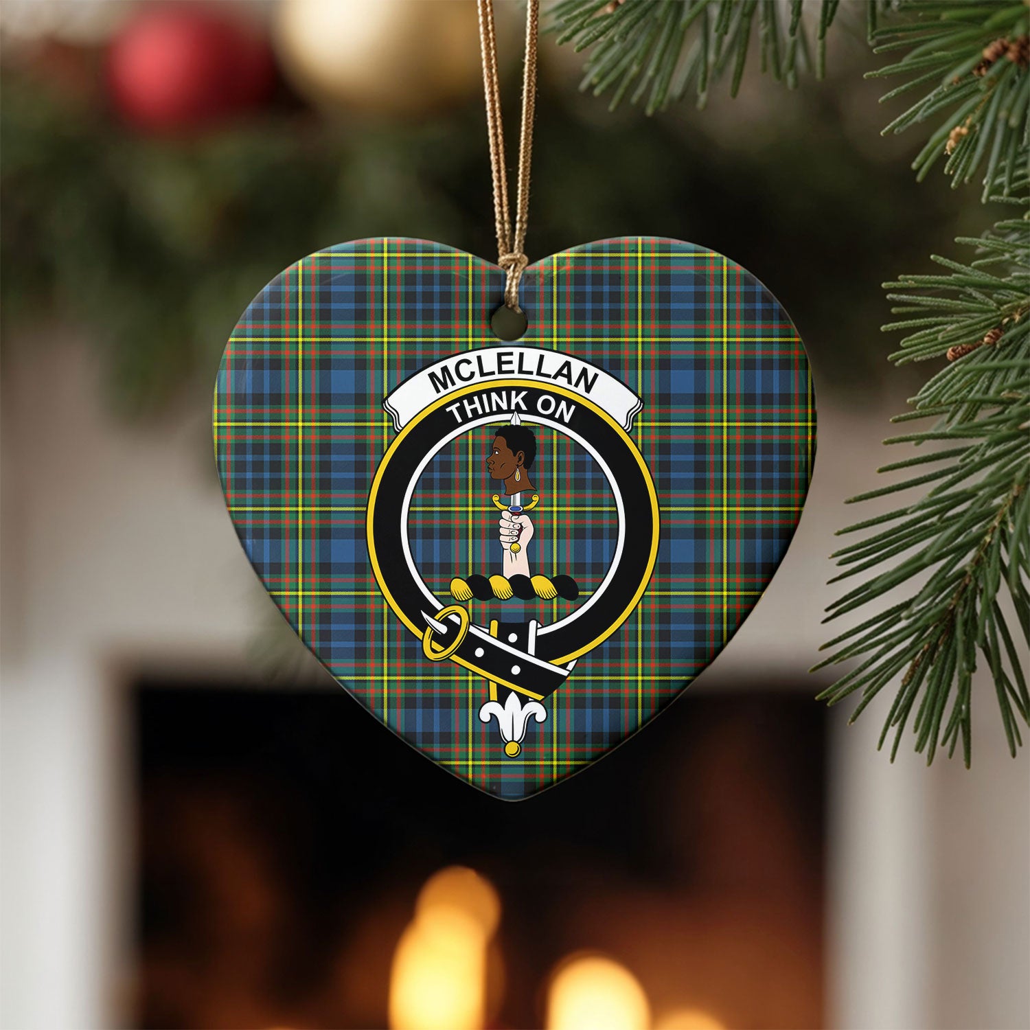 McLellan Ancient Tartan Crest Christmas Ceramic Ornament