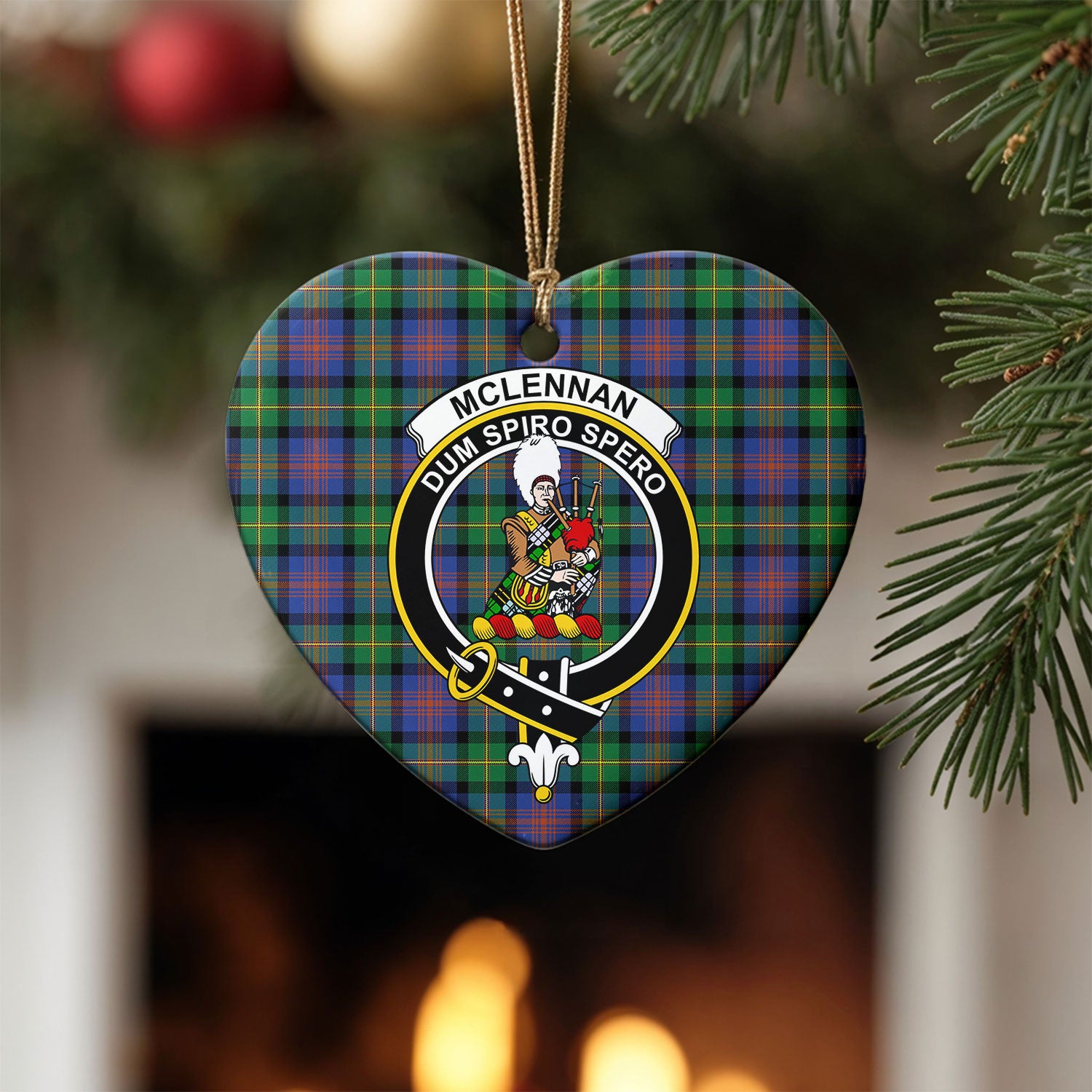 McLennan Ancient Tartan Crest Christmas Ceramic Ornament