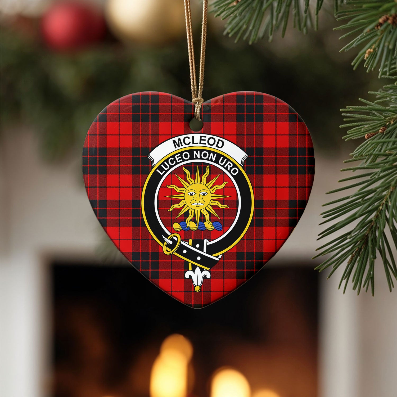 McLeod of Raasay Tartan Crest Christmas Ceramic Ornament