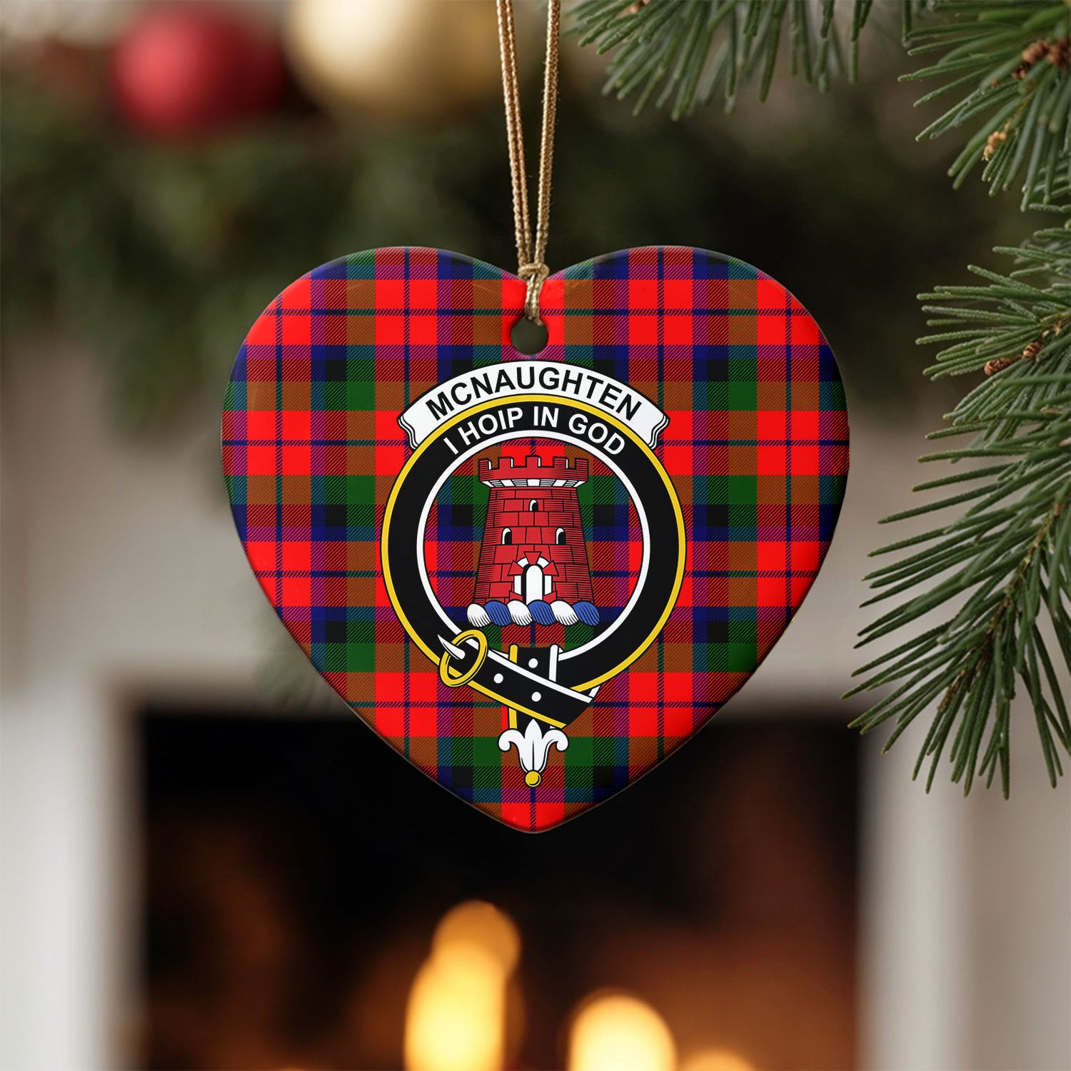 McNaughten Tartan Crest Christmas Ceramic Ornament