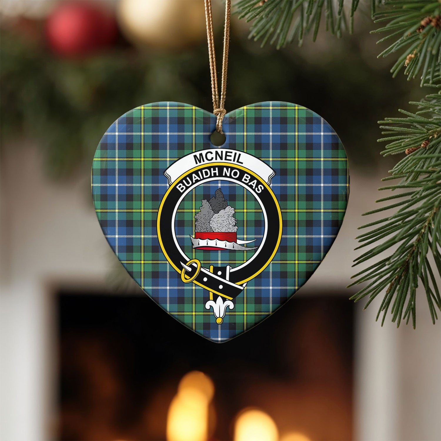 McNeil of Barra Ancient Tartan Crest Christmas Ceramic Ornament