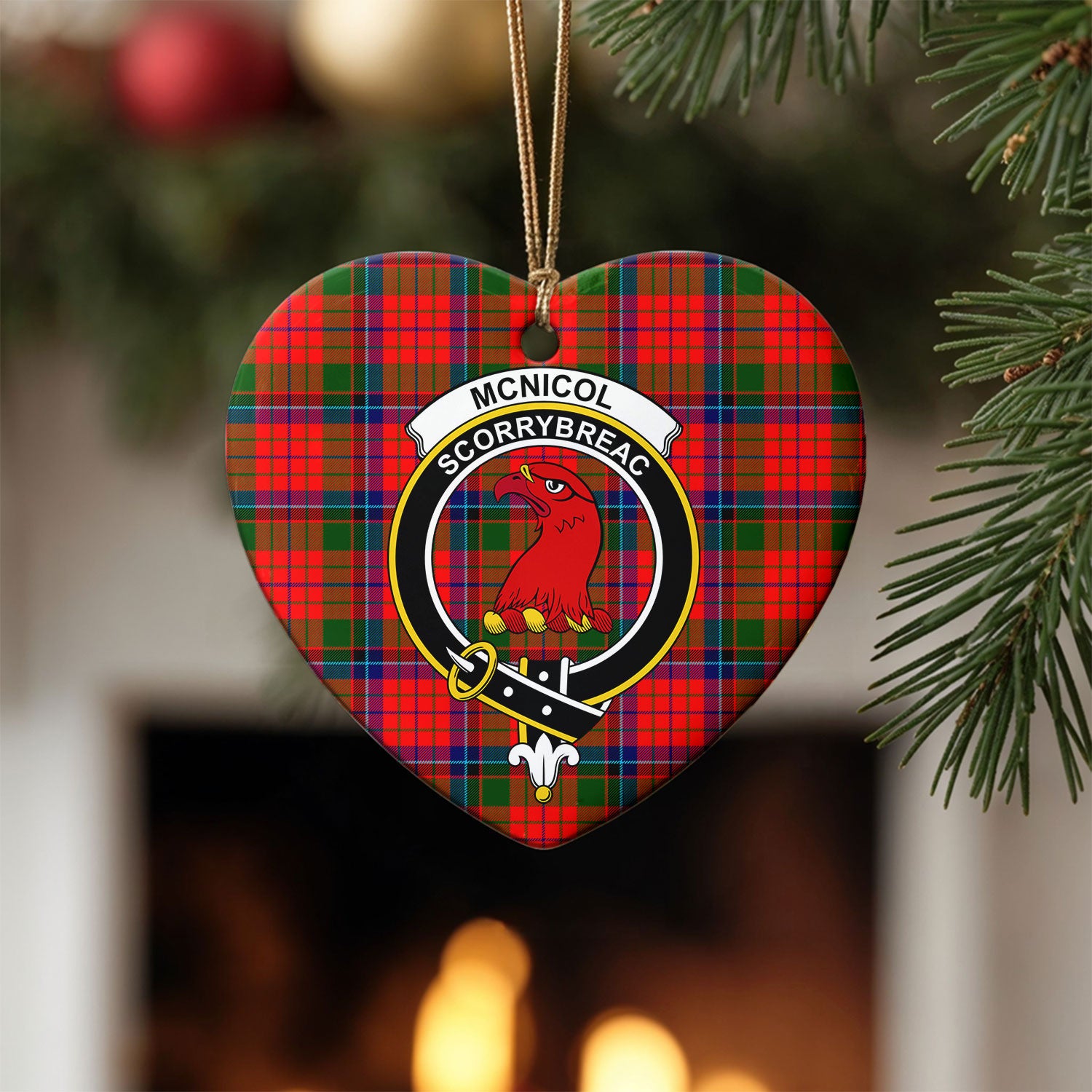 McNicol (of Scorrybreac) Tartan Crest Christmas Ceramic Ornament