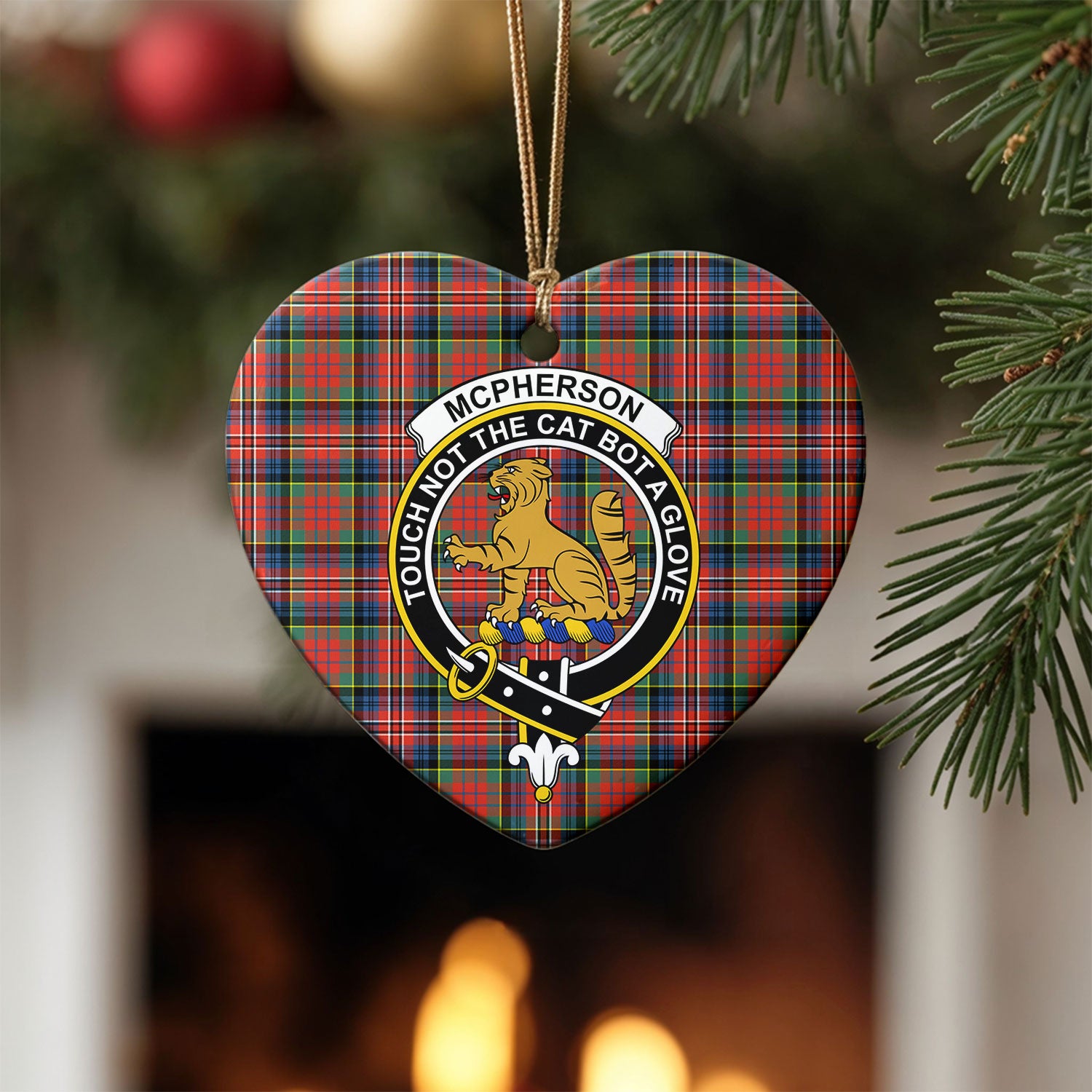 McPherson Ancient Tartan Crest Christmas Ceramic Ornament