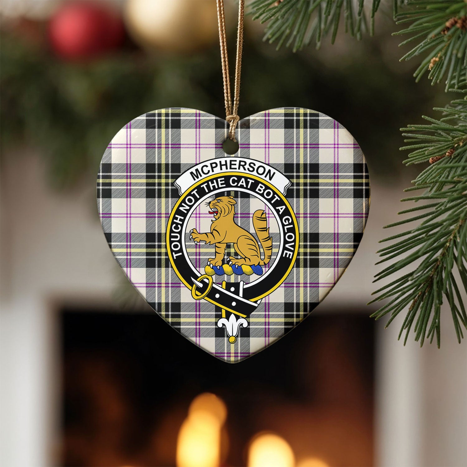 McPherson Dress Ancient Tartan Crest Christmas Ceramic Ornament