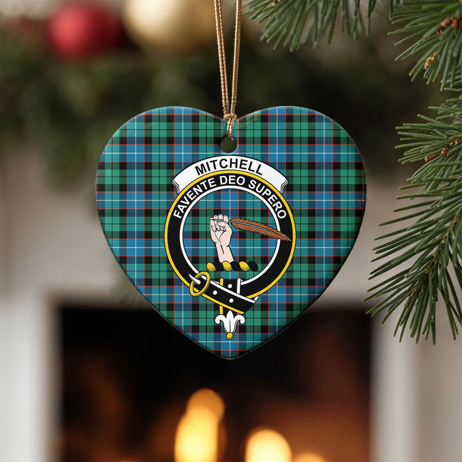 Mitchell Ancient Tartan Crest Christmas Ceramic Ornament