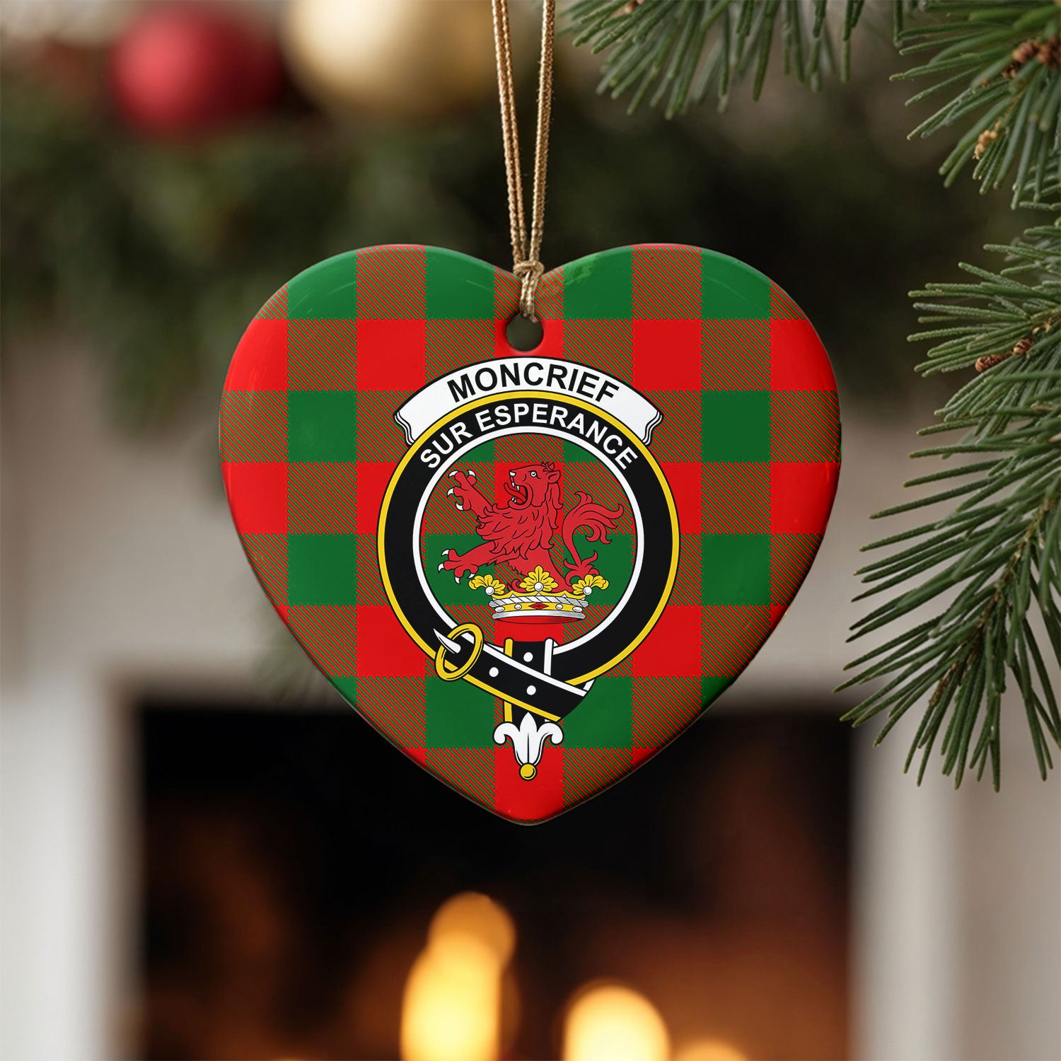 Moncrief Tartan Crest Christmas Ceramic Ornament