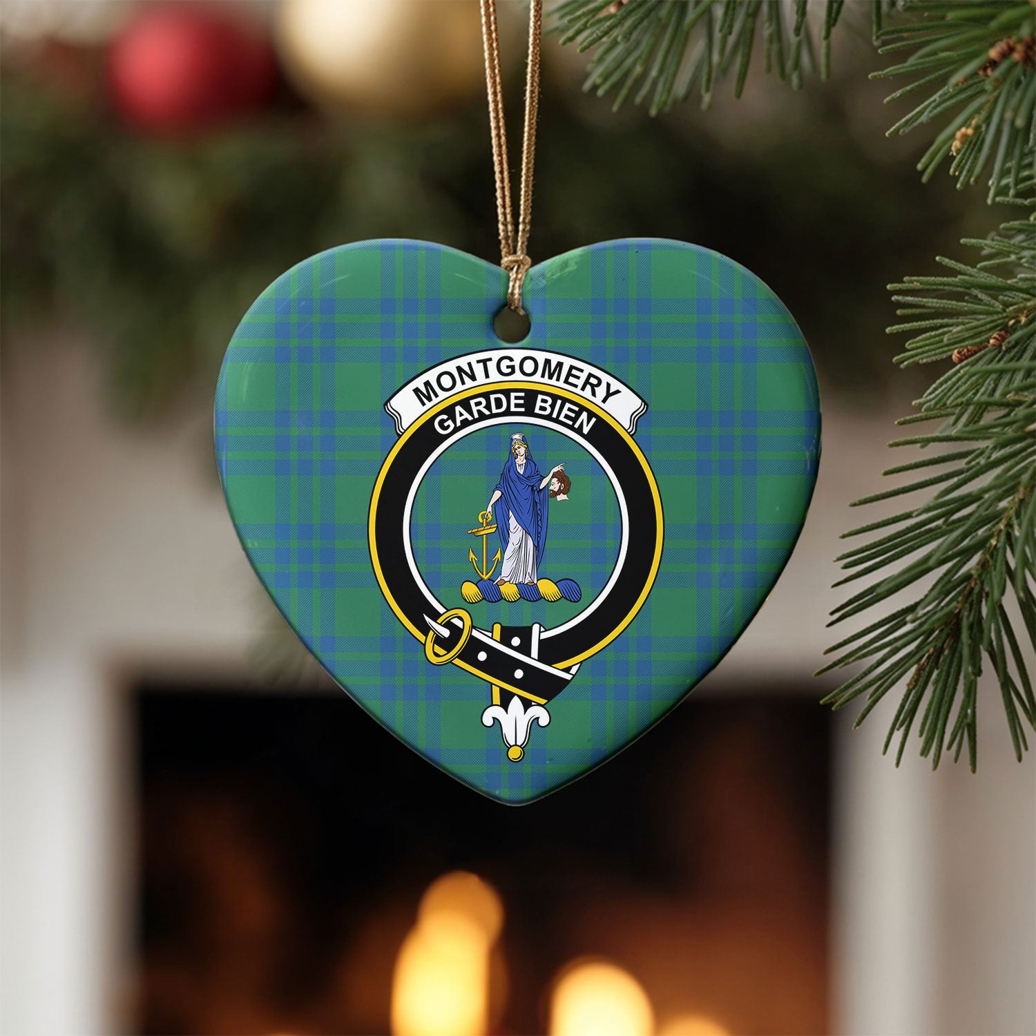Montgomery Ancient Tartan Crest Christmas Ceramic Ornament