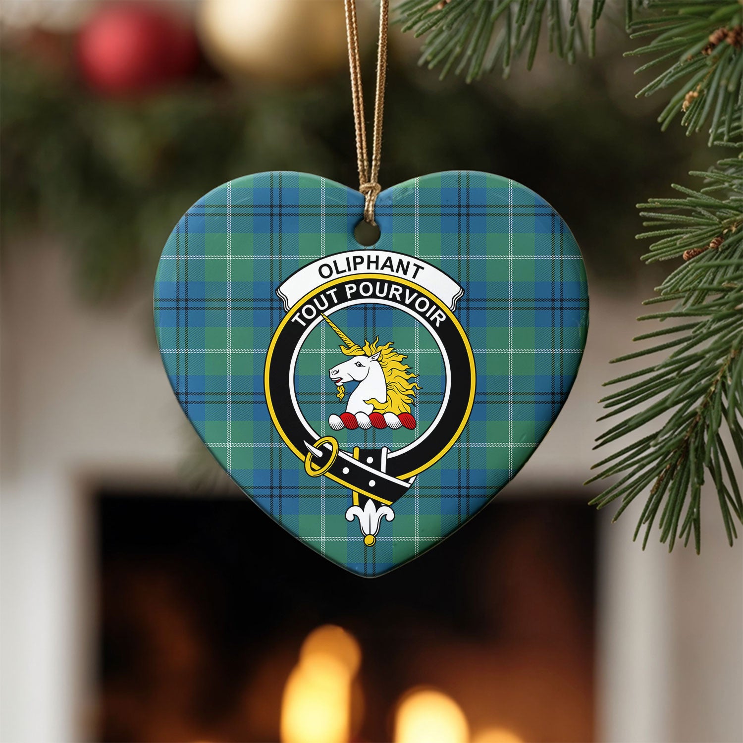 Oliphant Ancient Tartan Crest Christmas Ceramic Ornament