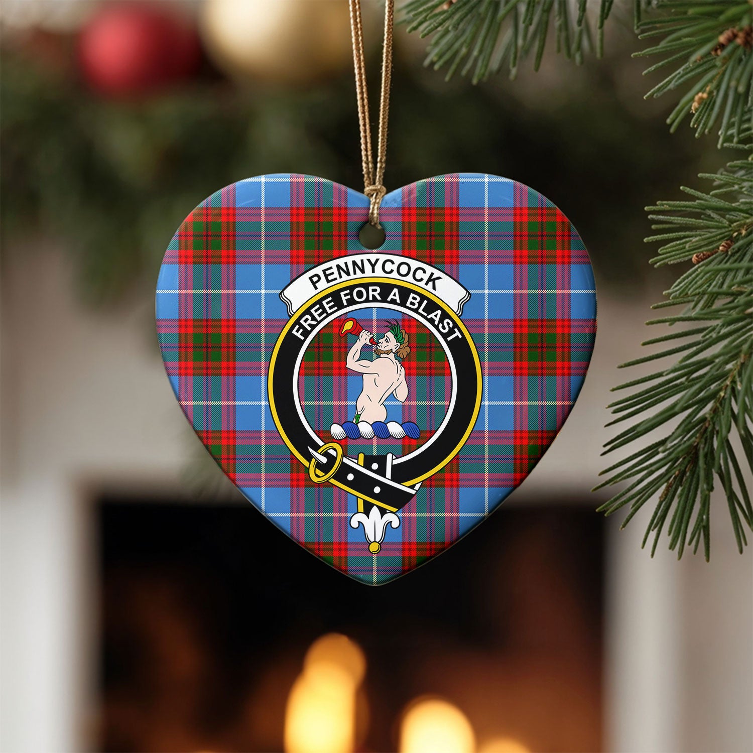 Pennycook Tartan Crest Christmas Ceramic Ornament
