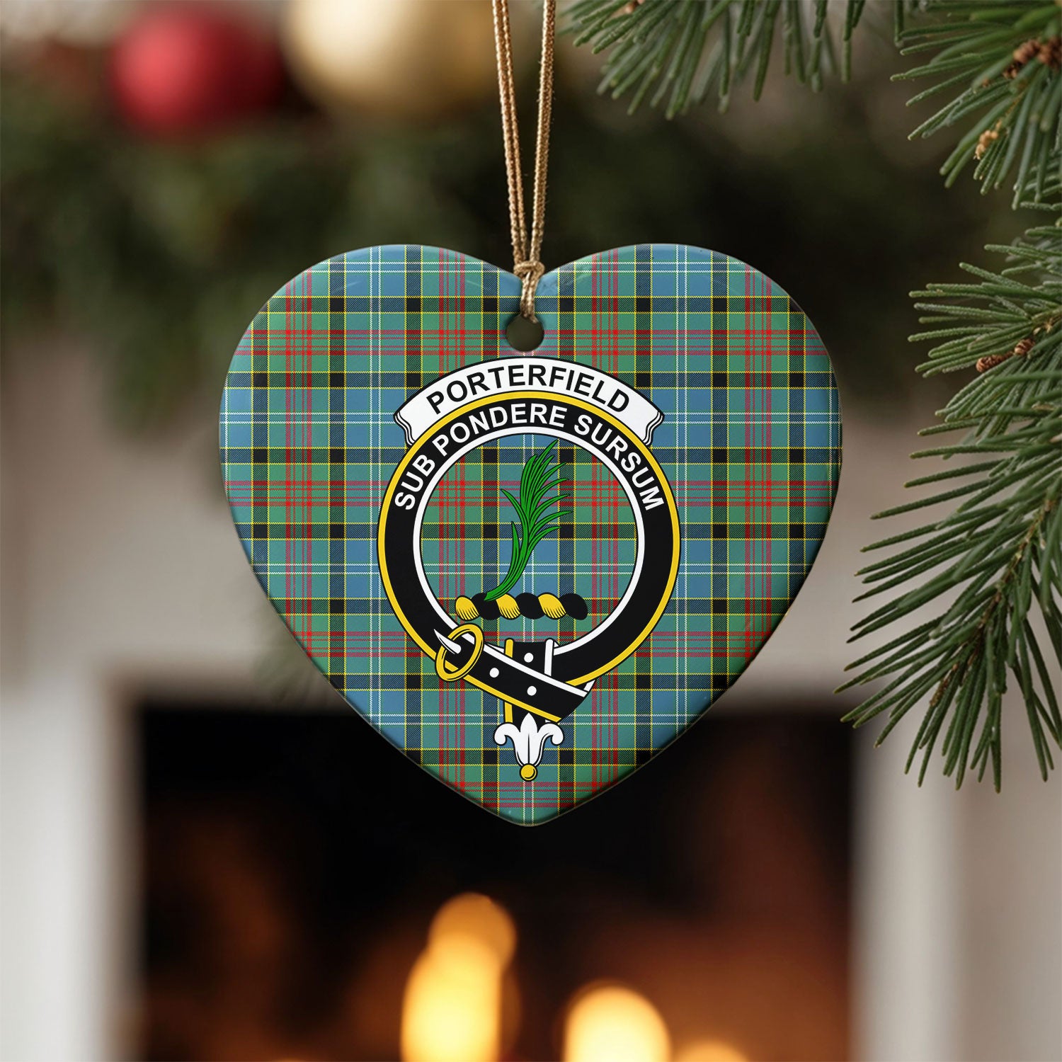 Porterfield Tartan Crest Christmas Ceramic Ornament
