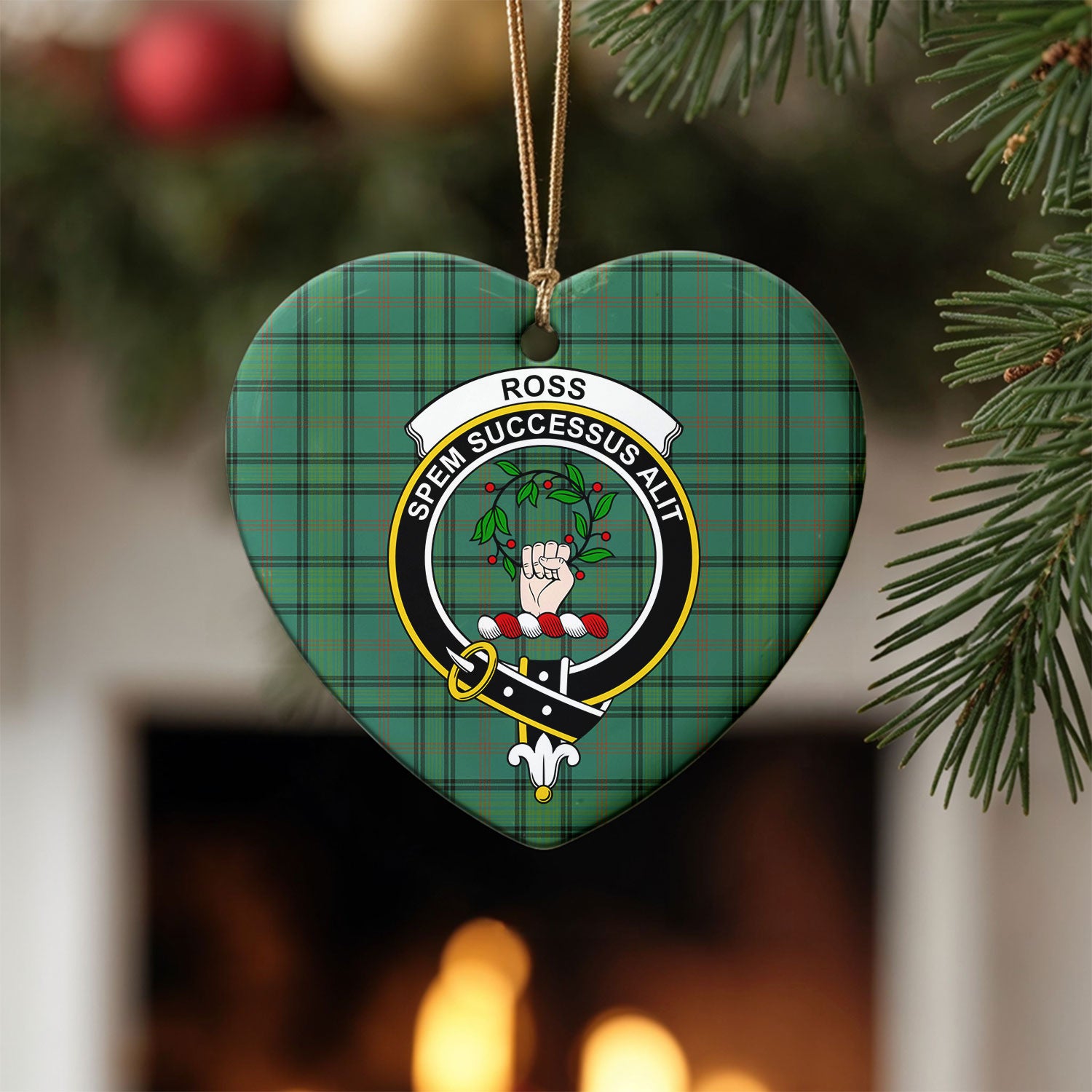 Ross Hunting Ancient Tartan Crest Christmas Ceramic Ornament