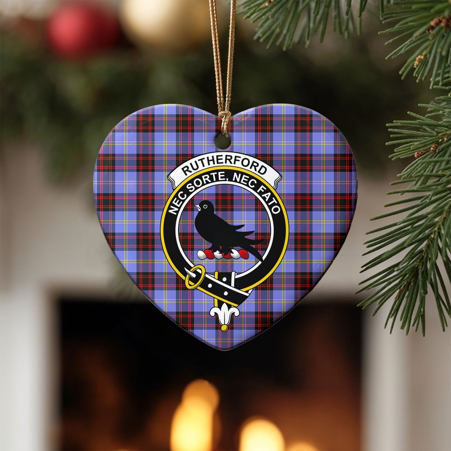 Rutherford Tartan Crest Christmas Ceramic Ornament