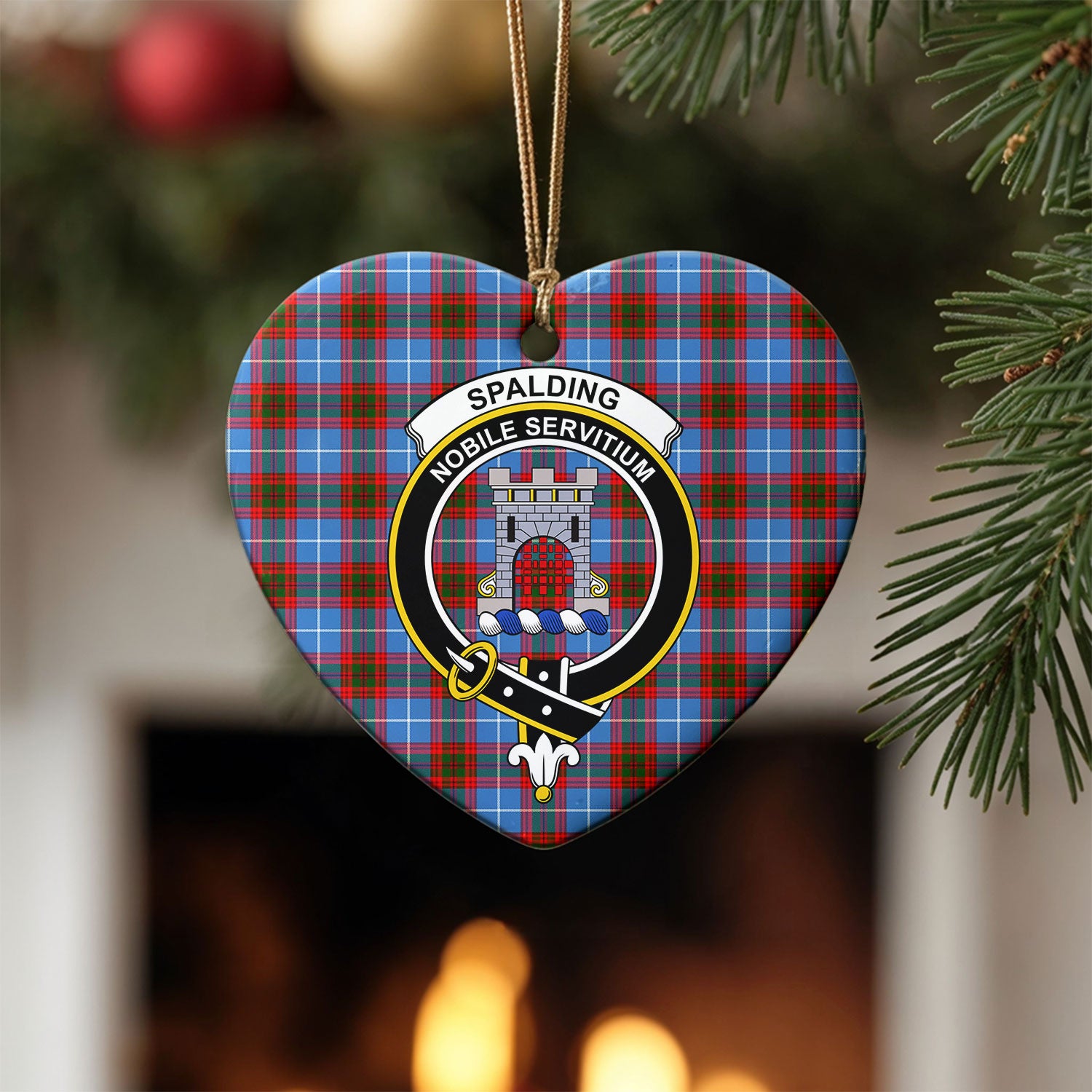 Spalding Tartan Crest Christmas Ceramic Ornament