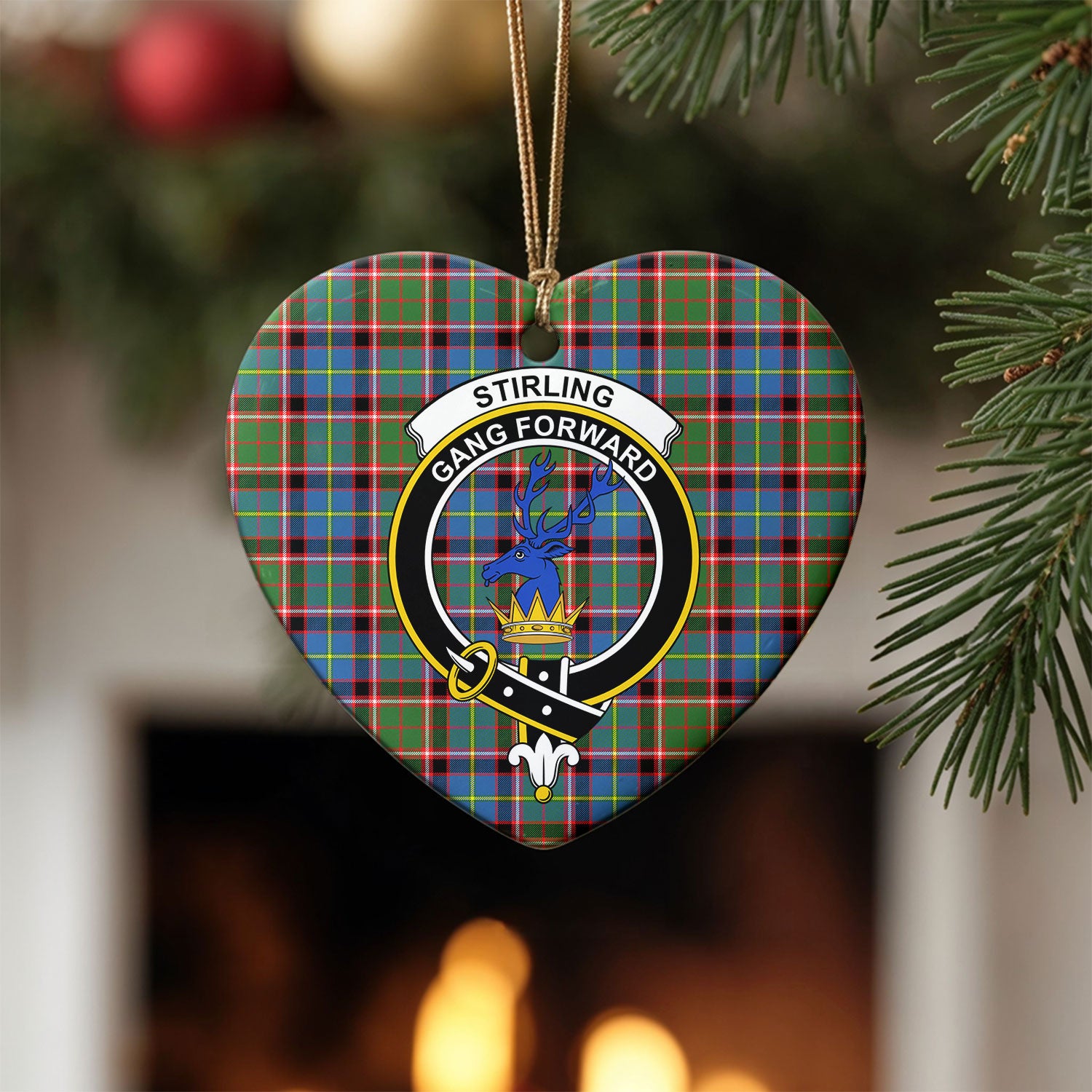 Stirling (of Cadder-Present Chief) Tartan Crest Christmas Ceramic Ornament