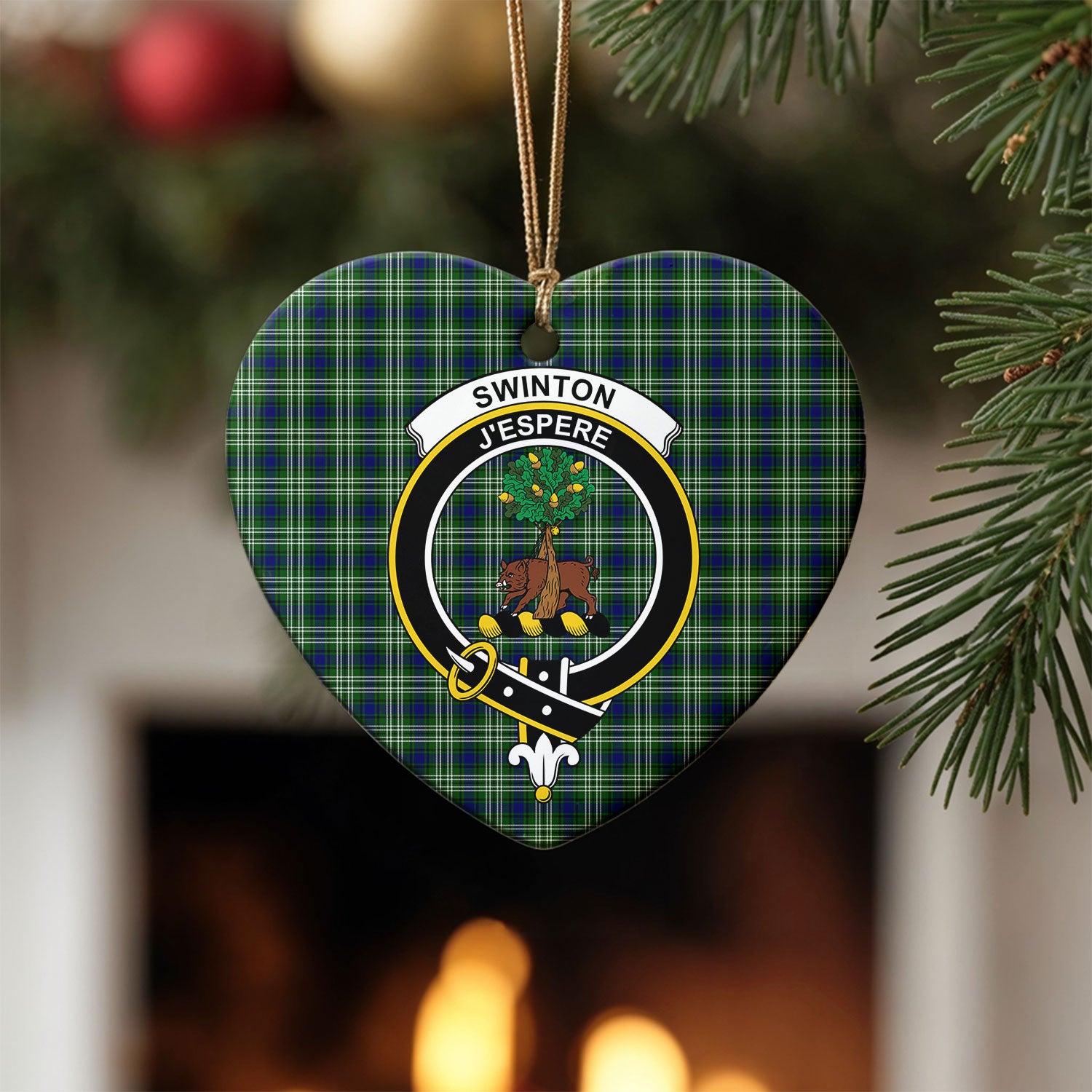Swinton Tartan Crest Christmas Ceramic Ornament