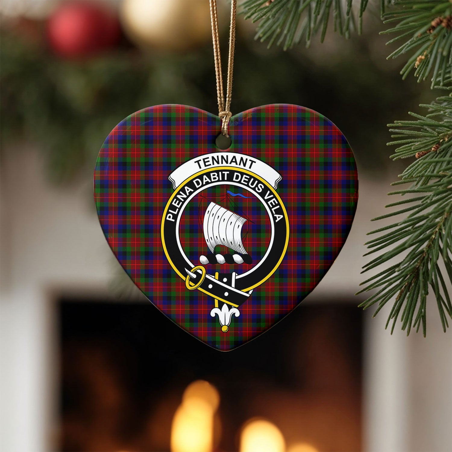Tennant Tartan Crest Christmas Ceramic Ornament