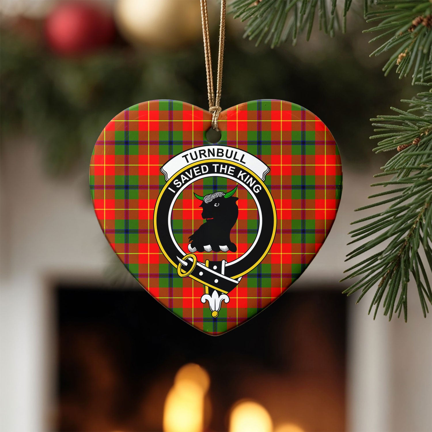Turnbull Dress Tartan Crest Christmas Ceramic Ornament