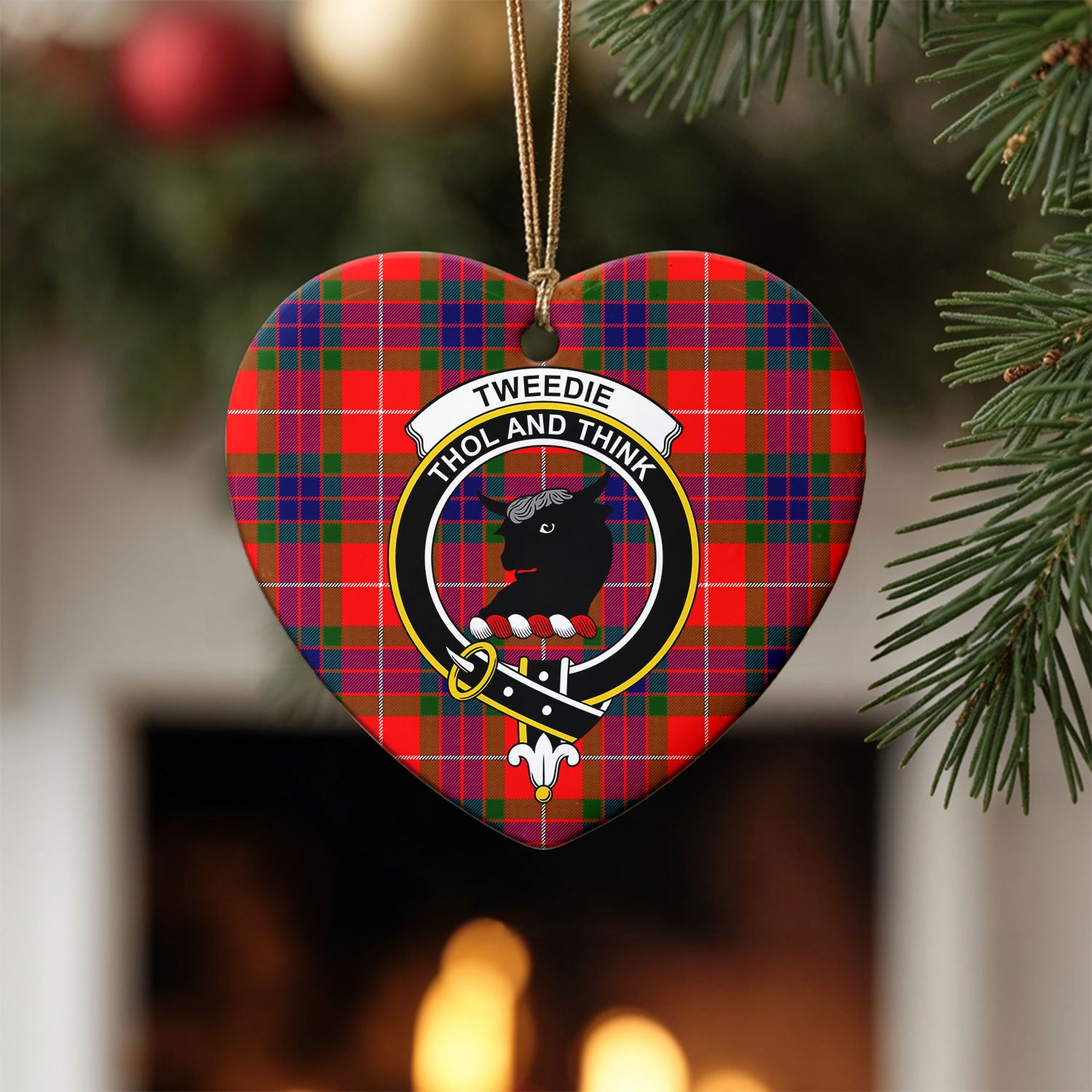 Tweedie Tartan Crest Christmas Ceramic Ornament