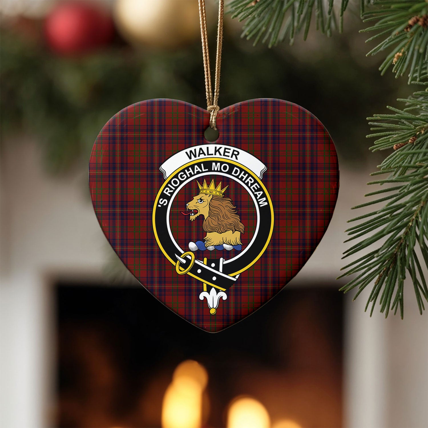 Walker Tartan Crest Christmas Ceramic Ornament