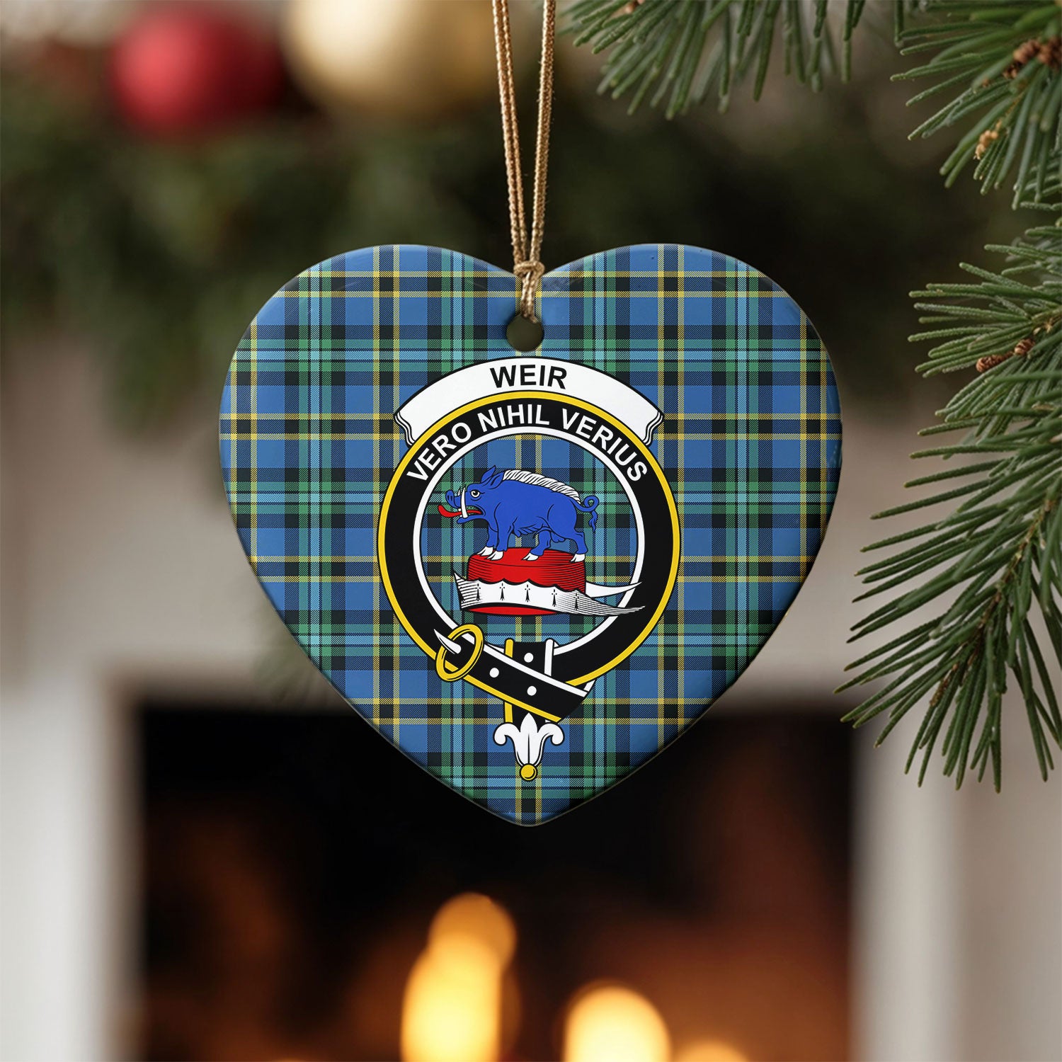 Weir Ancient Tartan Crest Christmas Ceramic Ornament