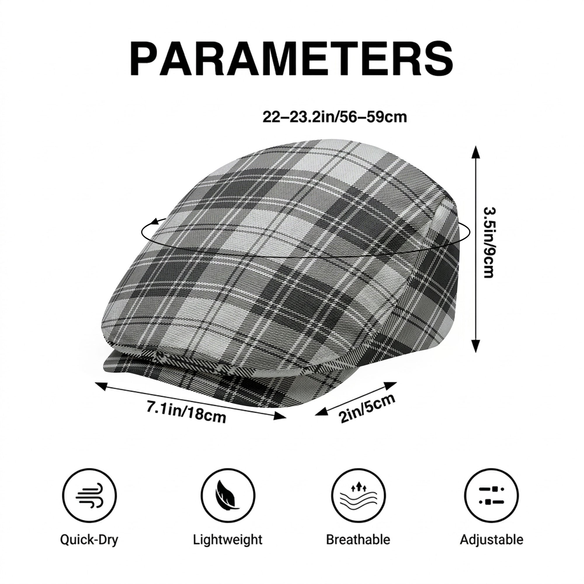 Douglas Grey Modern Tartan Flat Caps