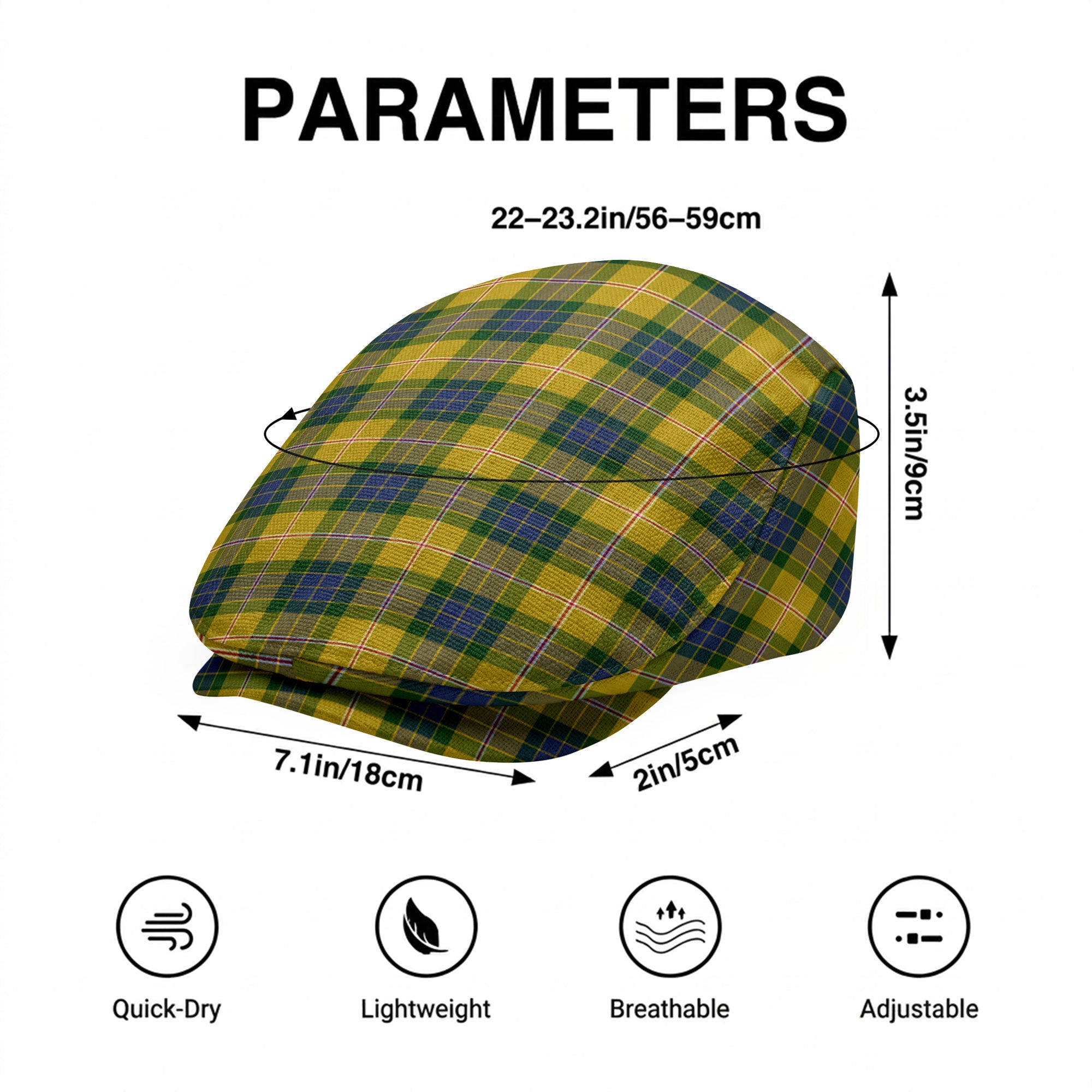 Fraser (of Lovat) Yellow Tartan Flat Caps