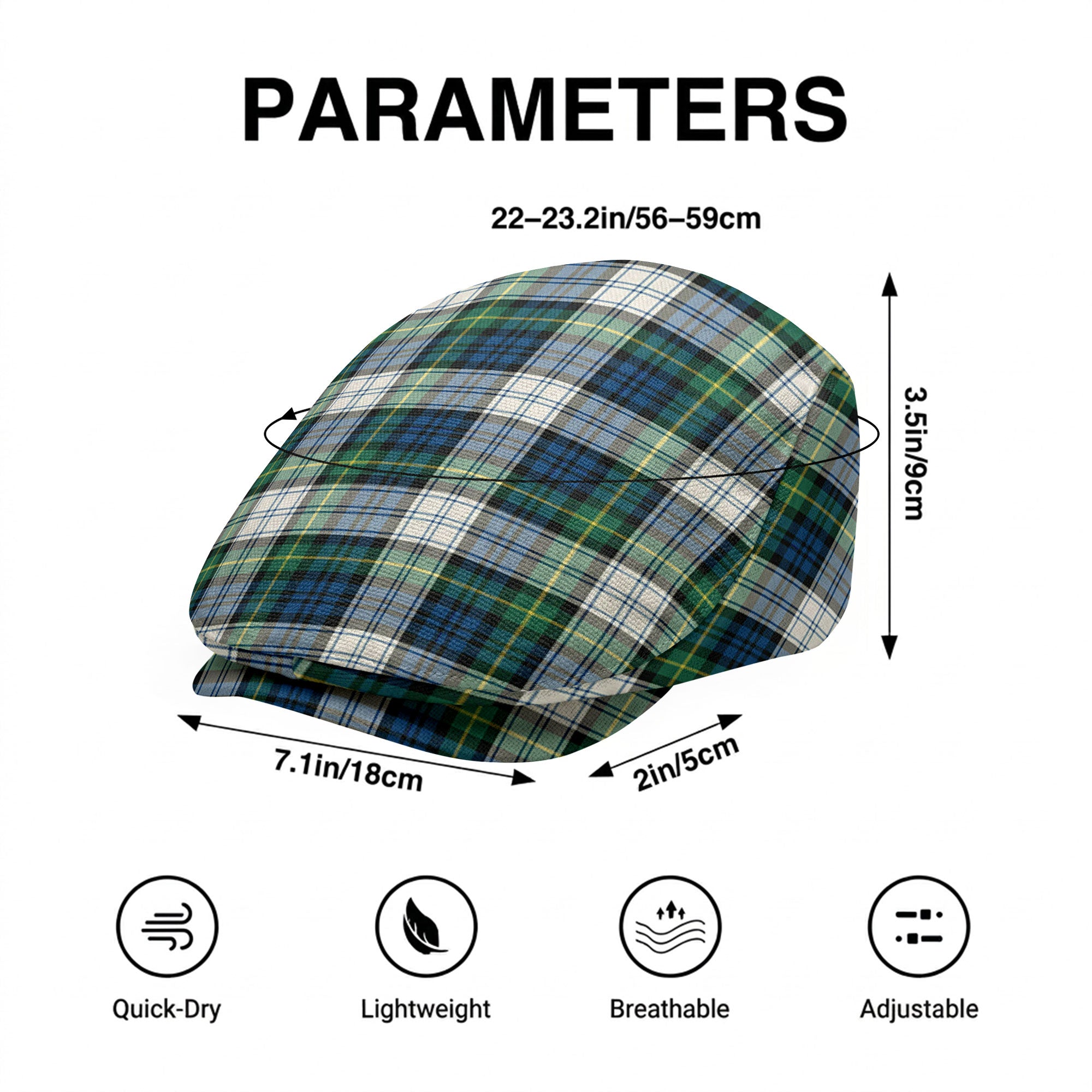 Gordon Dress Ancient Tartan Flat Caps