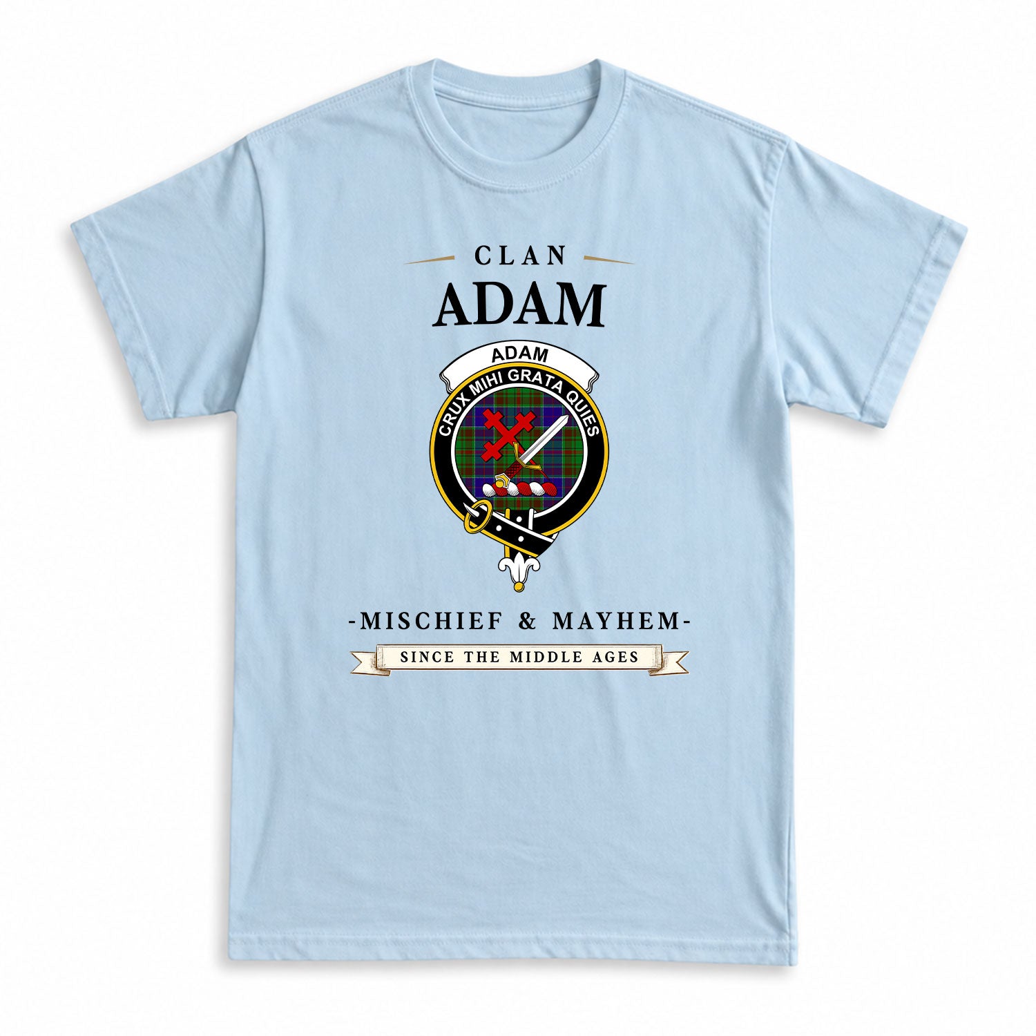 Adam Tartan Crest Mischief and Mayhem T-shirt