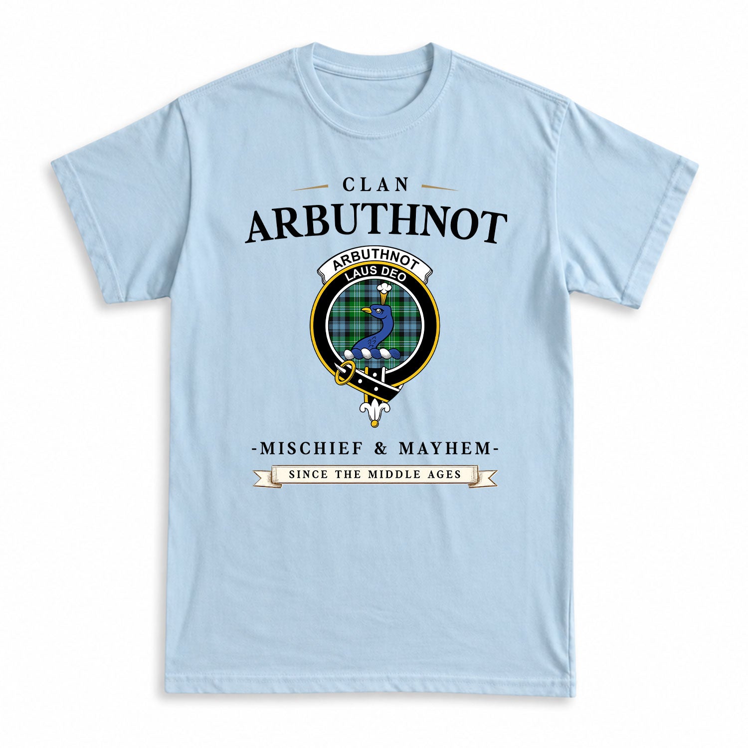 Arbuthnot Ancient Tartan Crest Mischief and Mayhem T-shirt