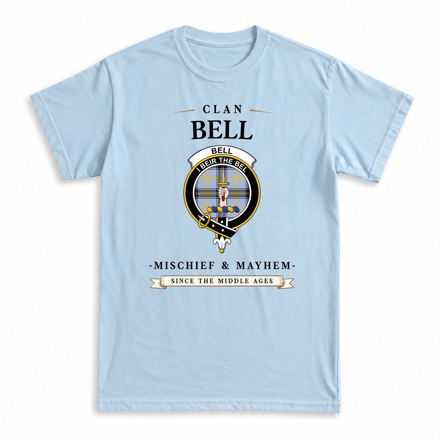 Bell of the Borders Tartan Crest Mischief and Mayhem T-shirt
