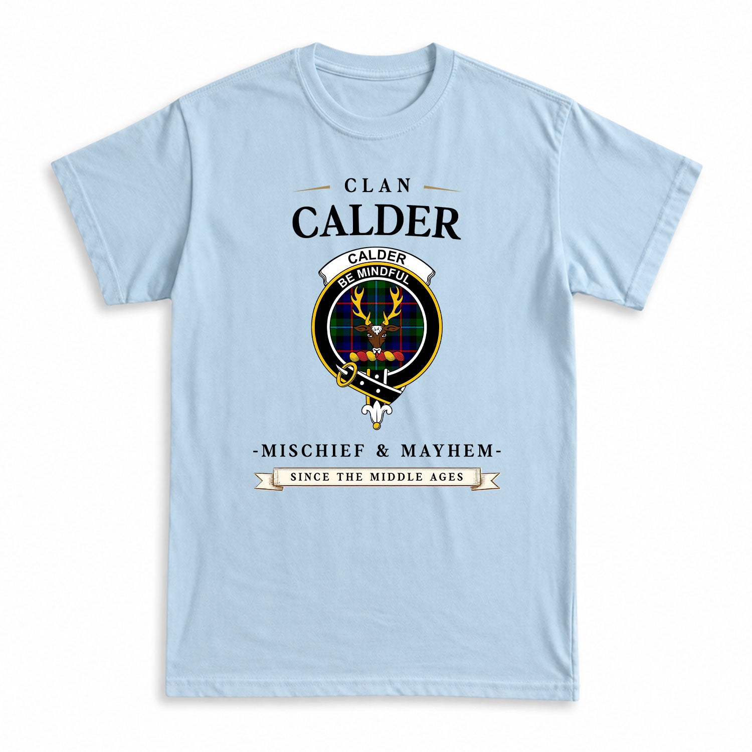 Calder Tartan Crest Mischief and Mayhem T-shirt
