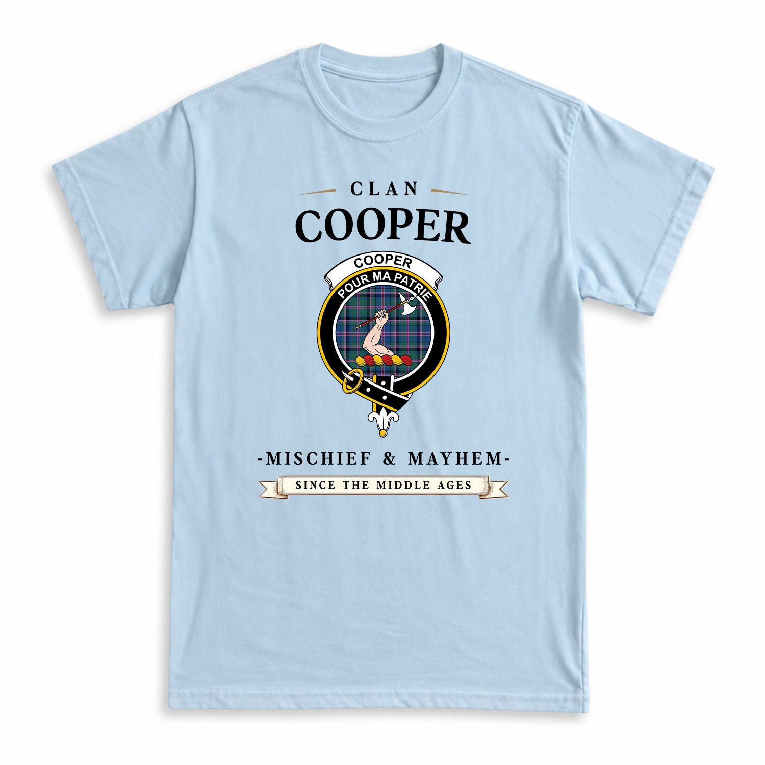 Cooper Ancient Tartan Crest Mischief and Mayhem T-shirt