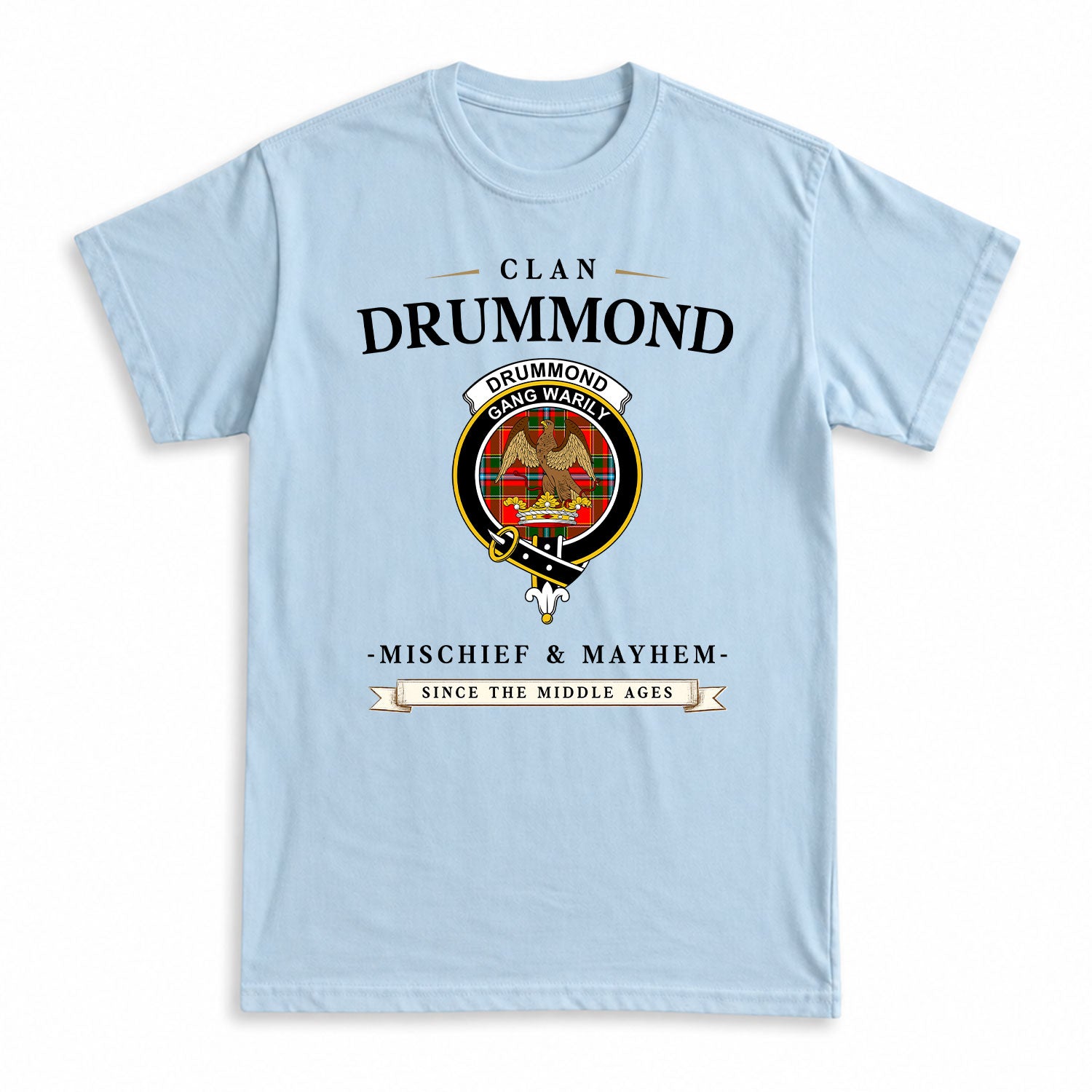 Drummond of Perth Tartan Crest Mischief and Mayhem T-shirt