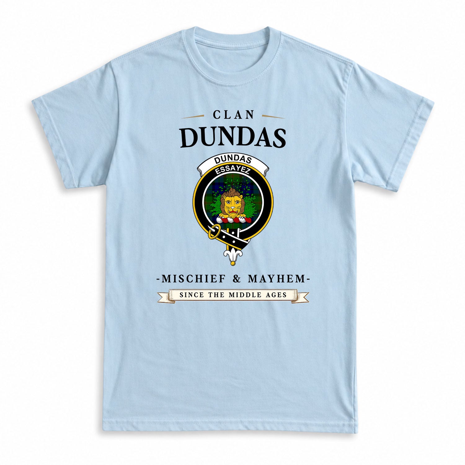 Dundas Modern Tartan Crest Mischief and Mayhem T-shirt
